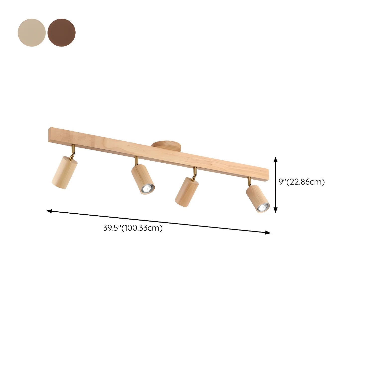 Трековый светильник Natural Wood Beam - 3 источника света 80см х 22см, орех, теплый свет