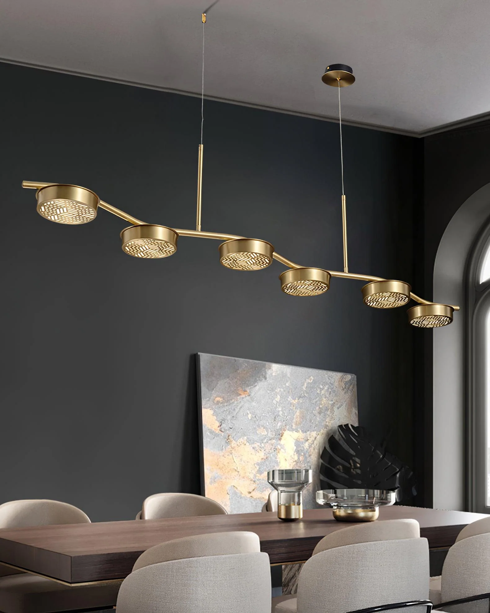 Люстра Eichholtz Aldo - 140см x 7см, золотой, холодный свет