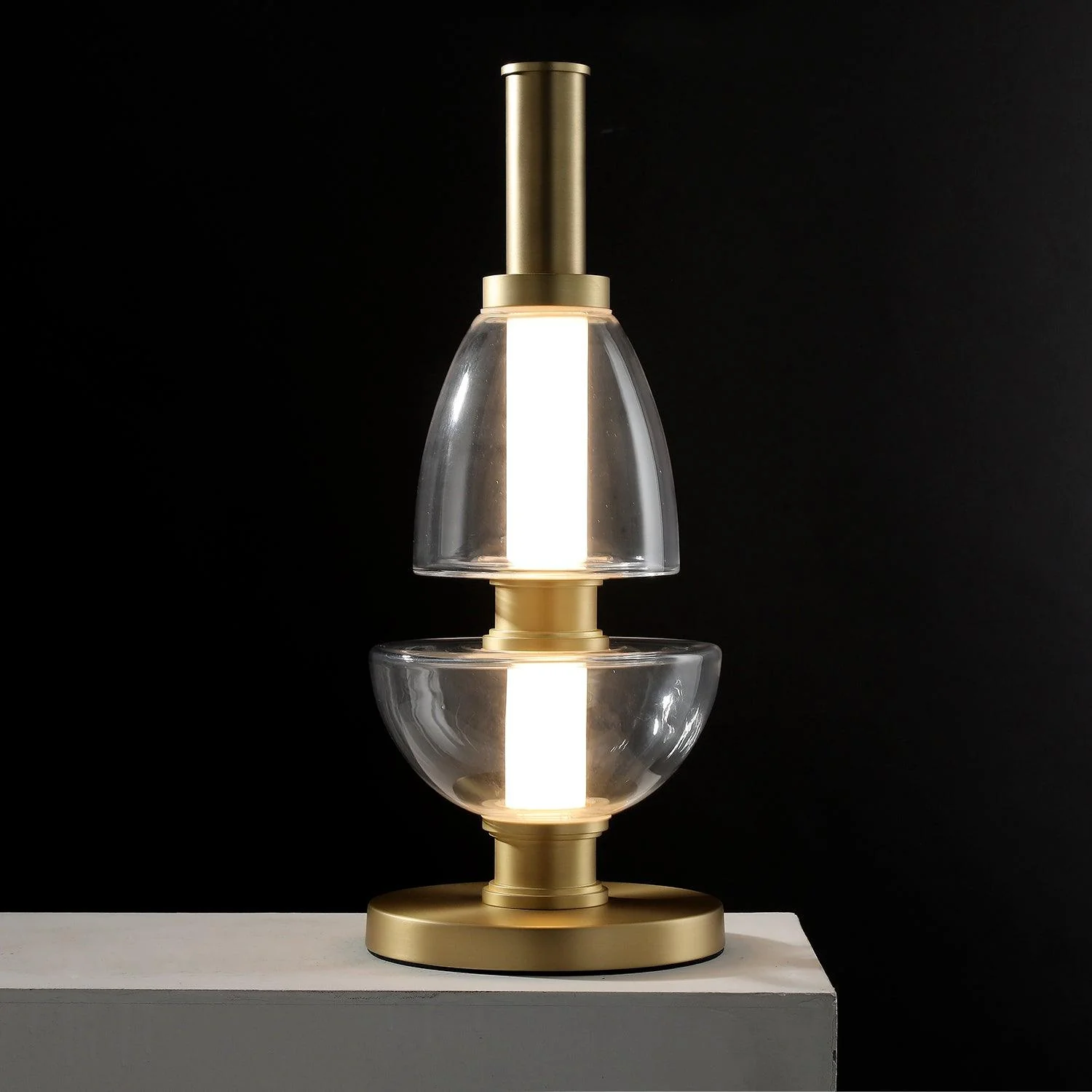 Symbol Table Light - ∅ 7.9″ x H 19.7″ / Dia 20cm x H 50cm / Gold + Amber / AU plug