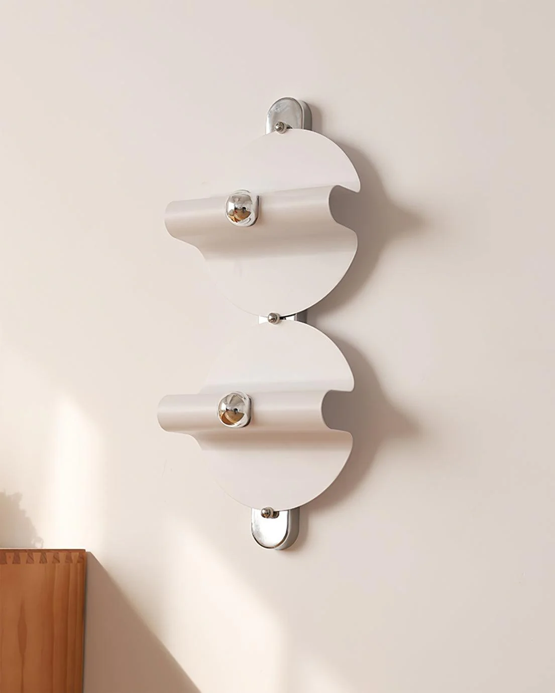 Space Wall Lamp - L 9.4″ x W 6.7″ x H 8.3″ Set of 2 / White & Chrome