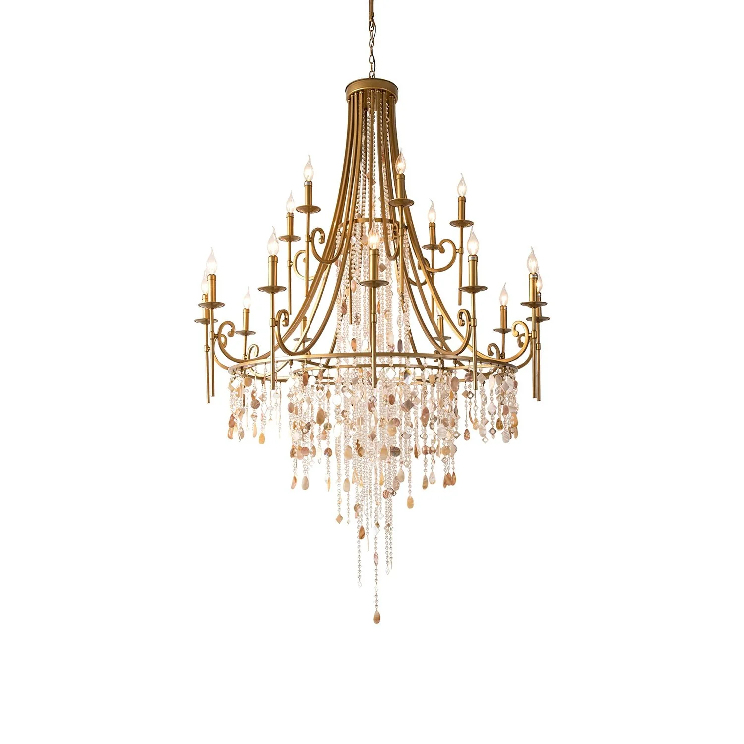 Люстра Tatum Lux Shell Crystal - 18 подвесов ∅120см x 181см, медь, прозрачный кристалл