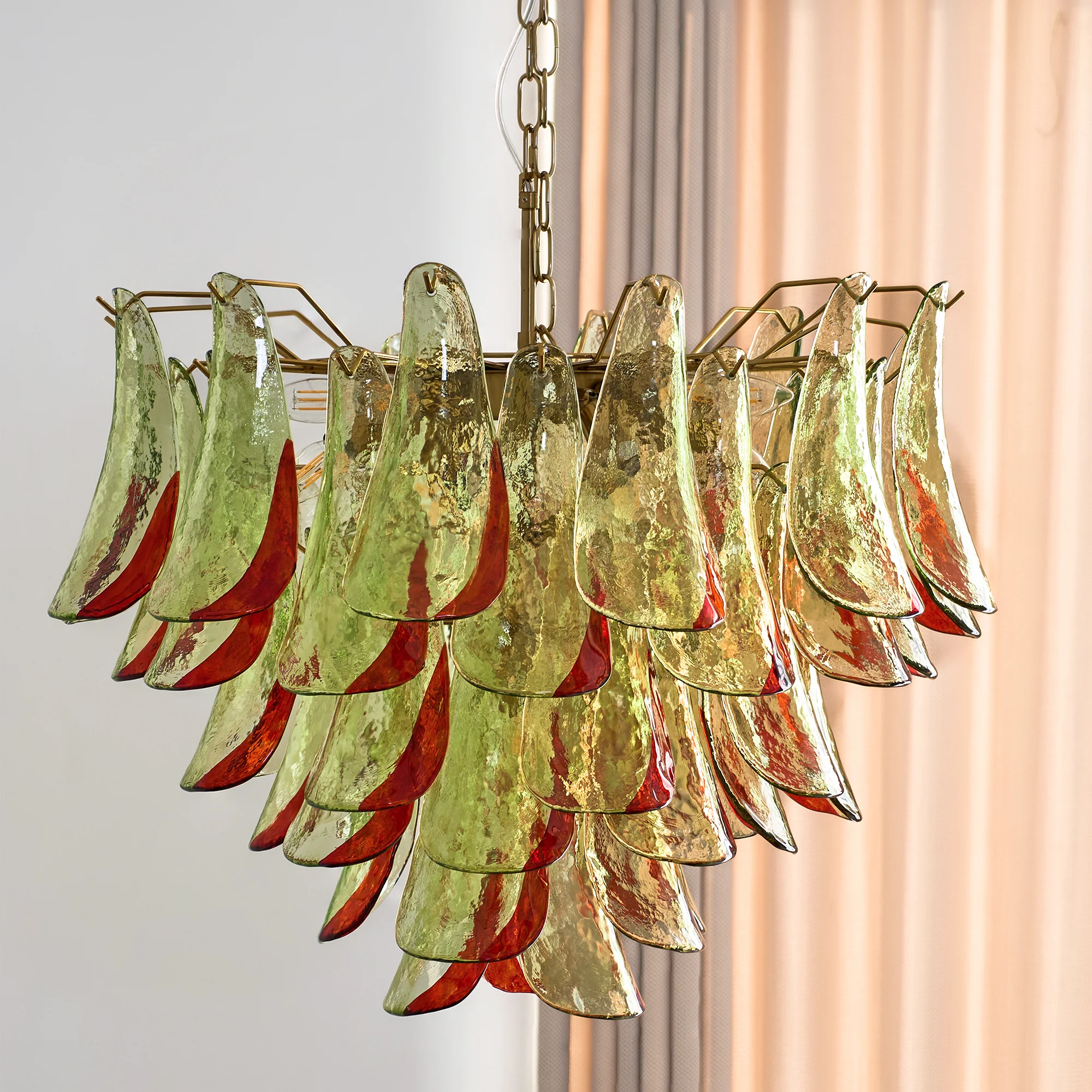 Люстра Emerald Flame Murano Glass - ∅75см х 75см, зеленый, золотой