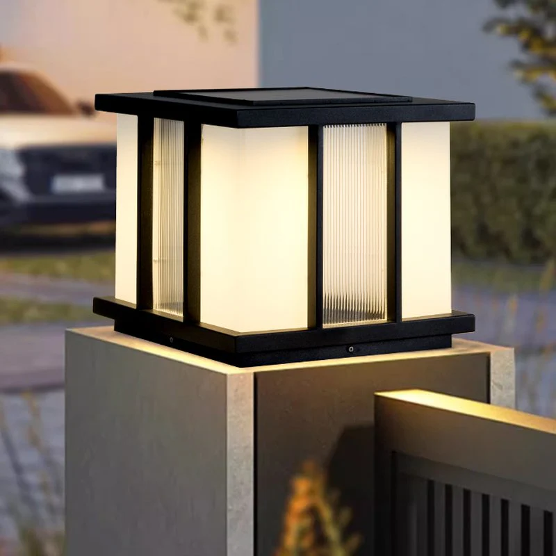Уличный Светильник Modern Cube Solar - модель B 35см x 35см x 32см, черный, прозрачный