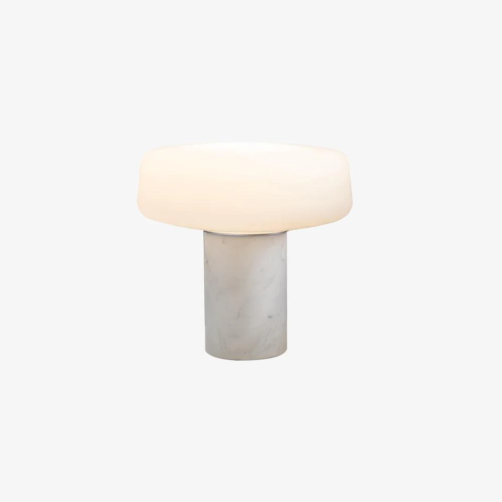 Solid Table Light - ∅ 11.8″ x H 12.5″ / Dia 30cm x H 32cm / White Marble +White / UK plug