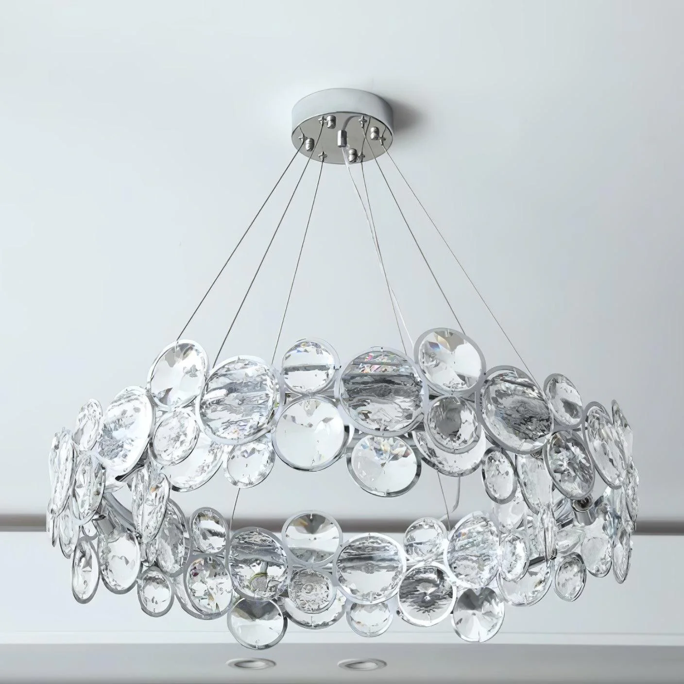 Люстра Chrome Round Crystal - ∅100см x 17см, хром, прозрачный кристалл