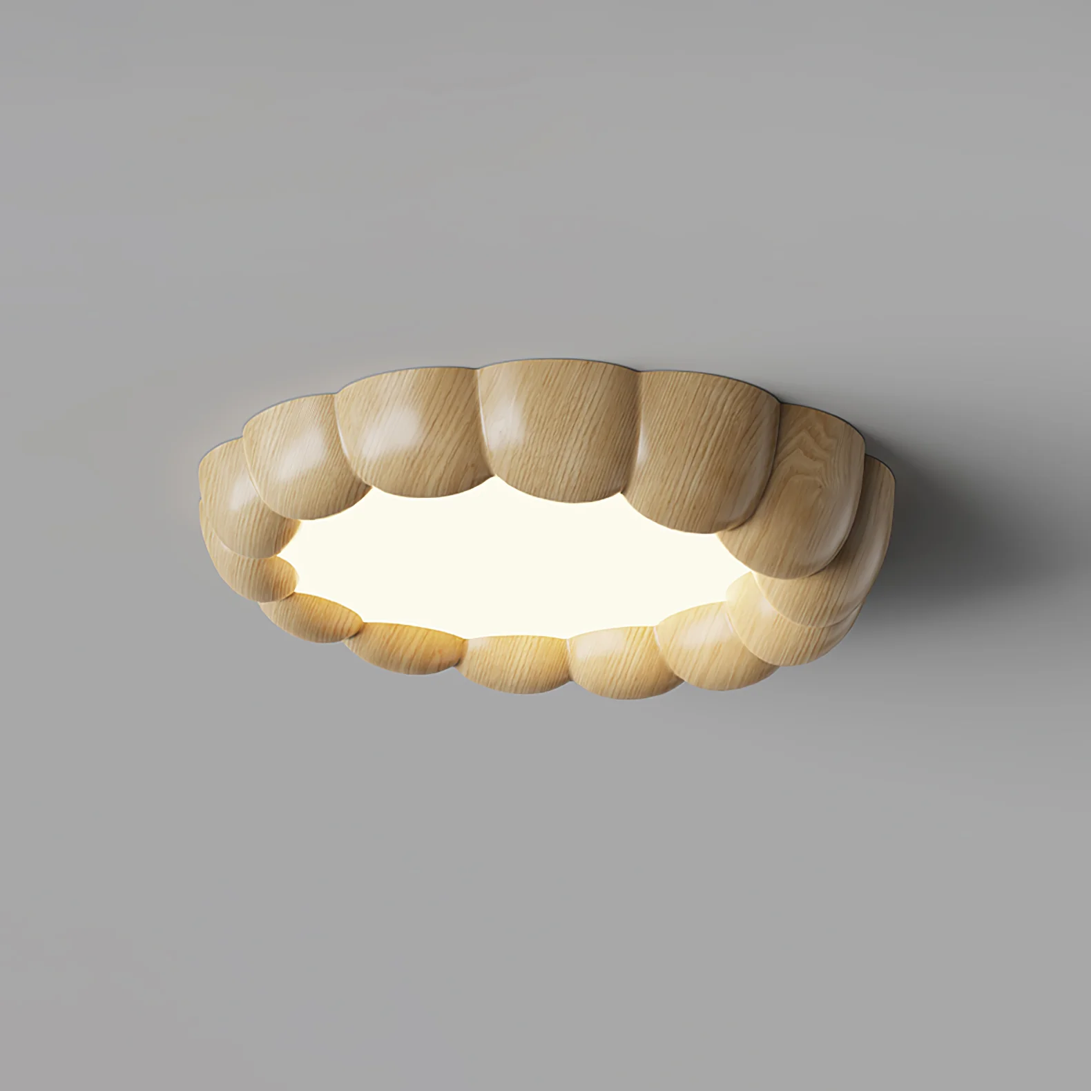 Потолочный светильник Faux Wood Ripple - модель B ∅50см x 6см, натуральная текстура дерева, 3000-6500К