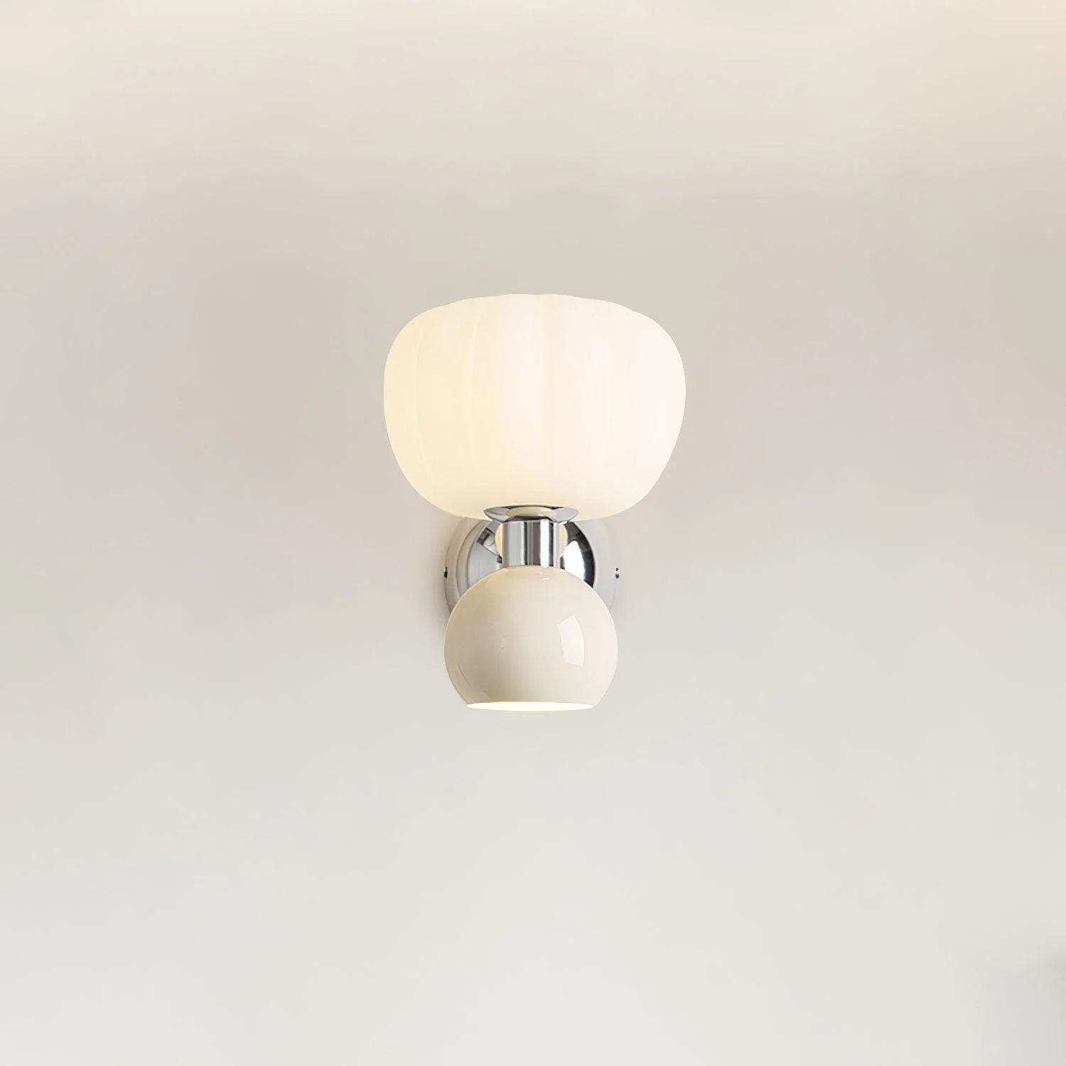 Moderno Cream Sconce - Set of 2 / Chrome & Green