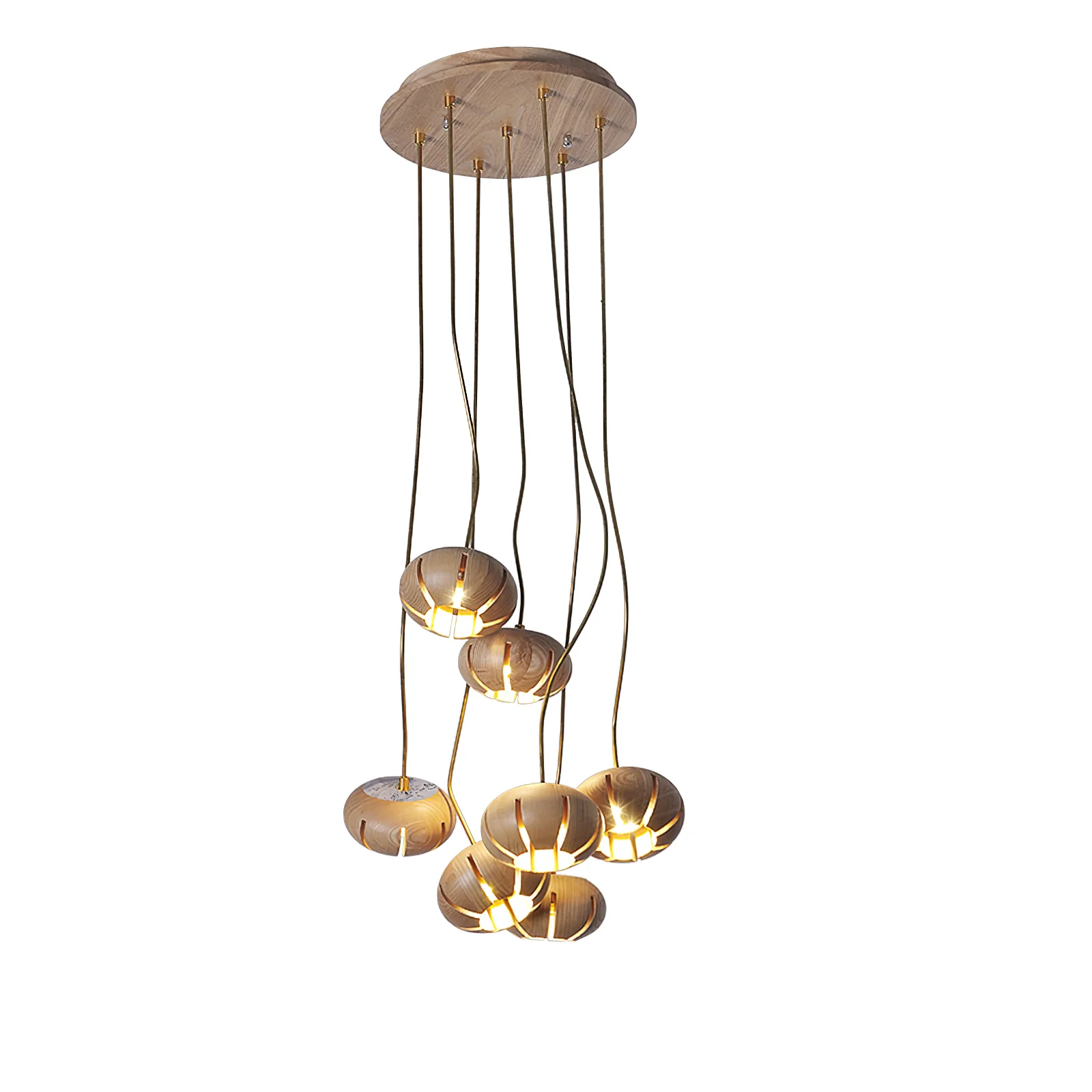 Люстра Wood Pumpkin Cluster - 19 плафонов ∅60см х 95см, орех