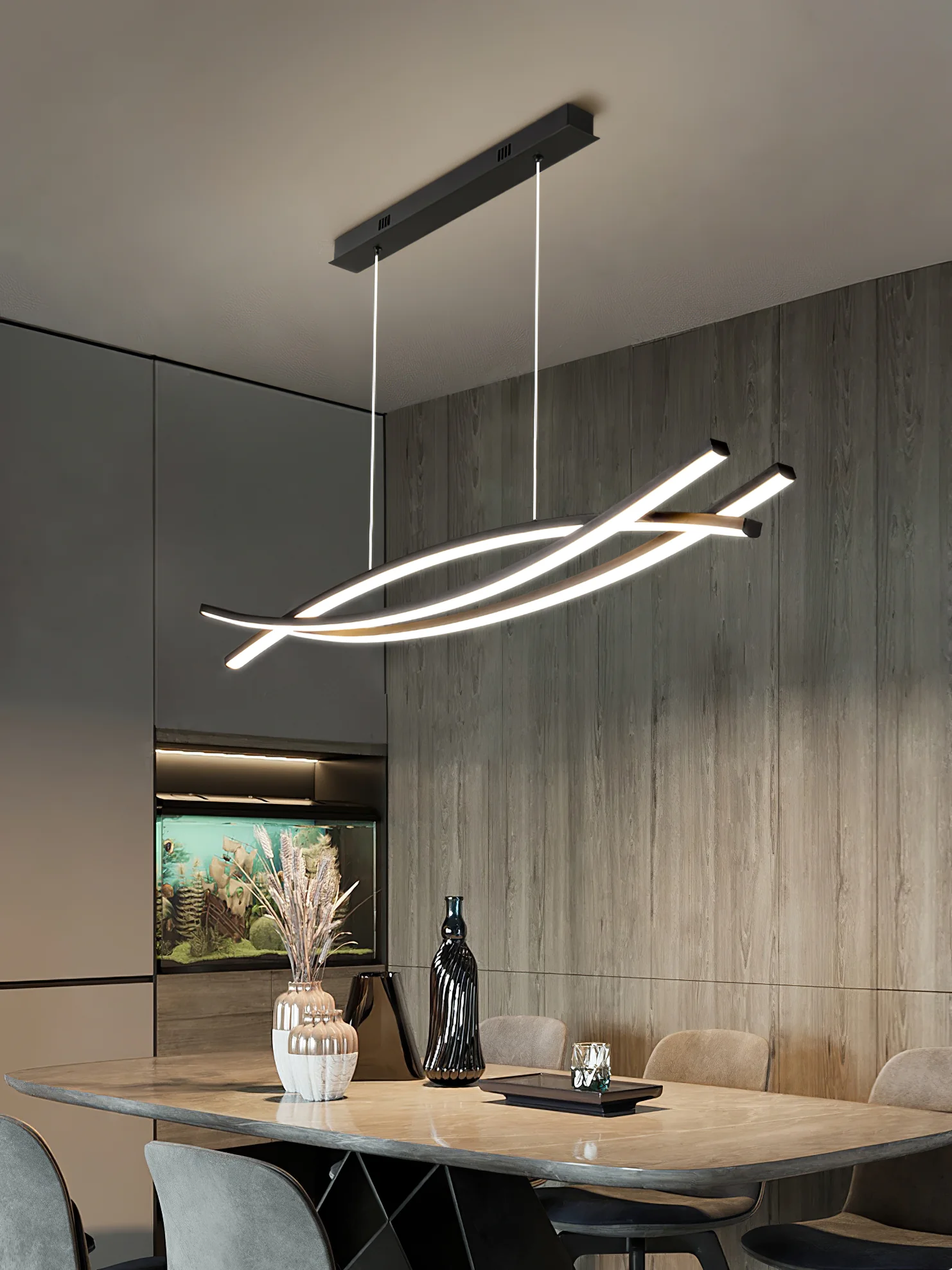 Люстра Wishbone LED - ∅120см x 150см, черный, 3000-6500К