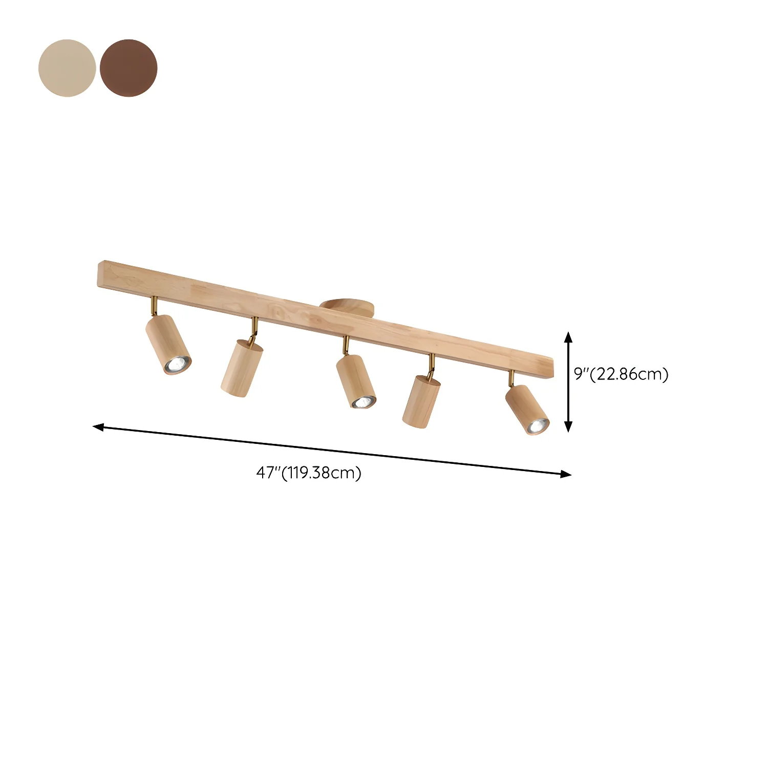 Трековый светильник Natural Wood Beam - 3 источника света 80см х 22см, орех, теплый свет