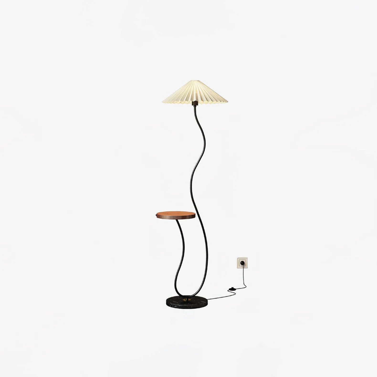 Торшер Curvatura - ∅48см x 161см, черный, черный мрамор, зеленая ткань