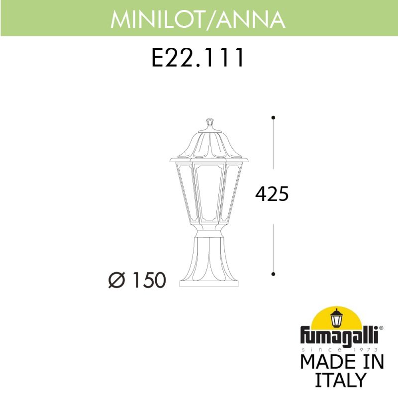 Светильник-столбик газонный FUMAGALLI ANNA черный, прозрачный E22.111.000.AXF1R
