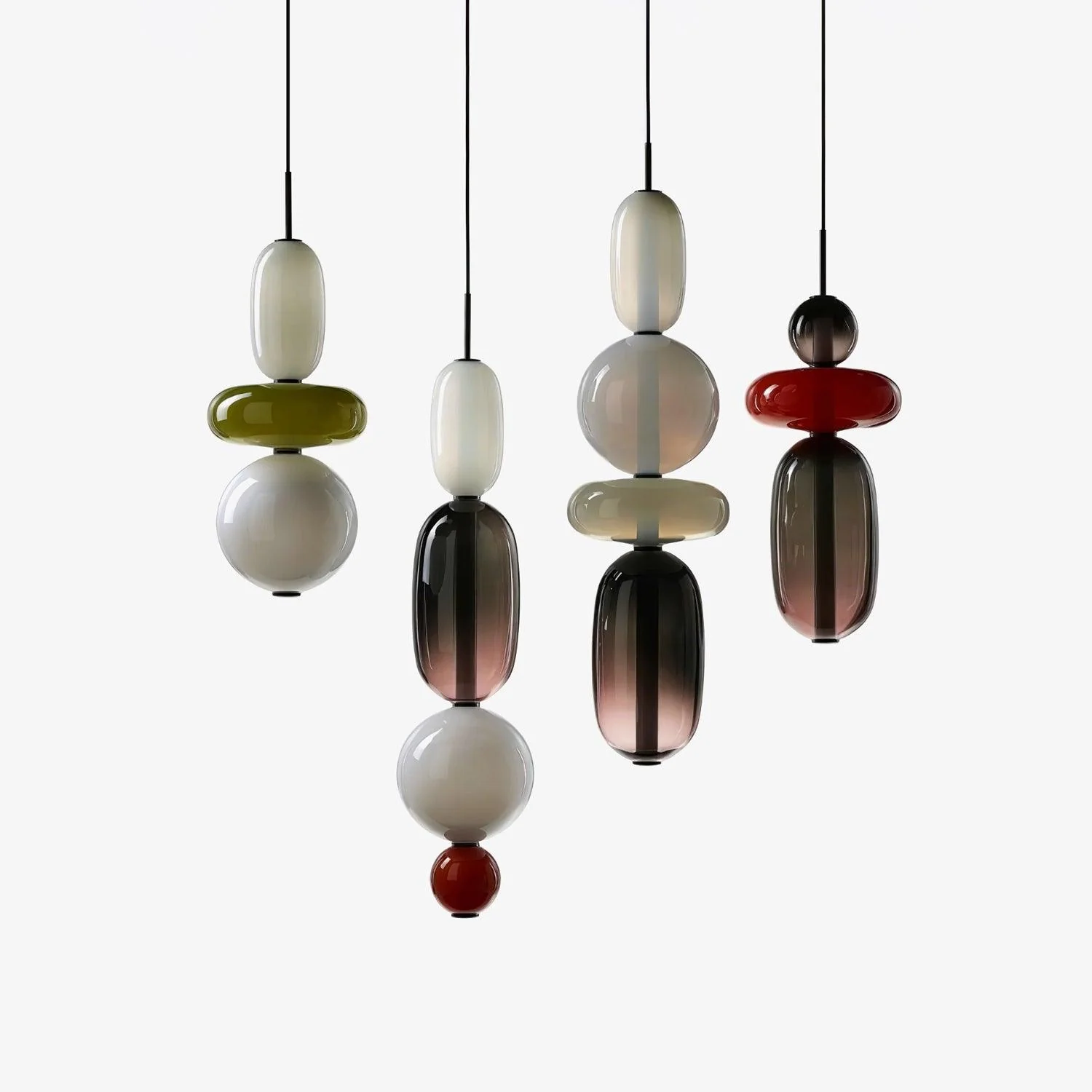 Подвесной светильник Candied Glass Combo - круглое крепление, 3 подвеса ∅30см x 150см, холодный свет