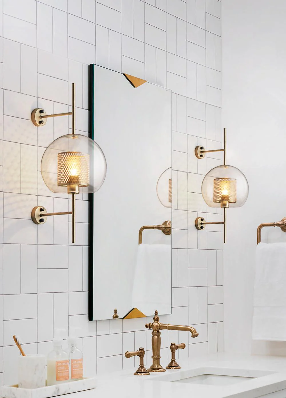 Настенный светильник Chiswick Glass - ∅13см x 67см, серебряный, стекло, 2 шт