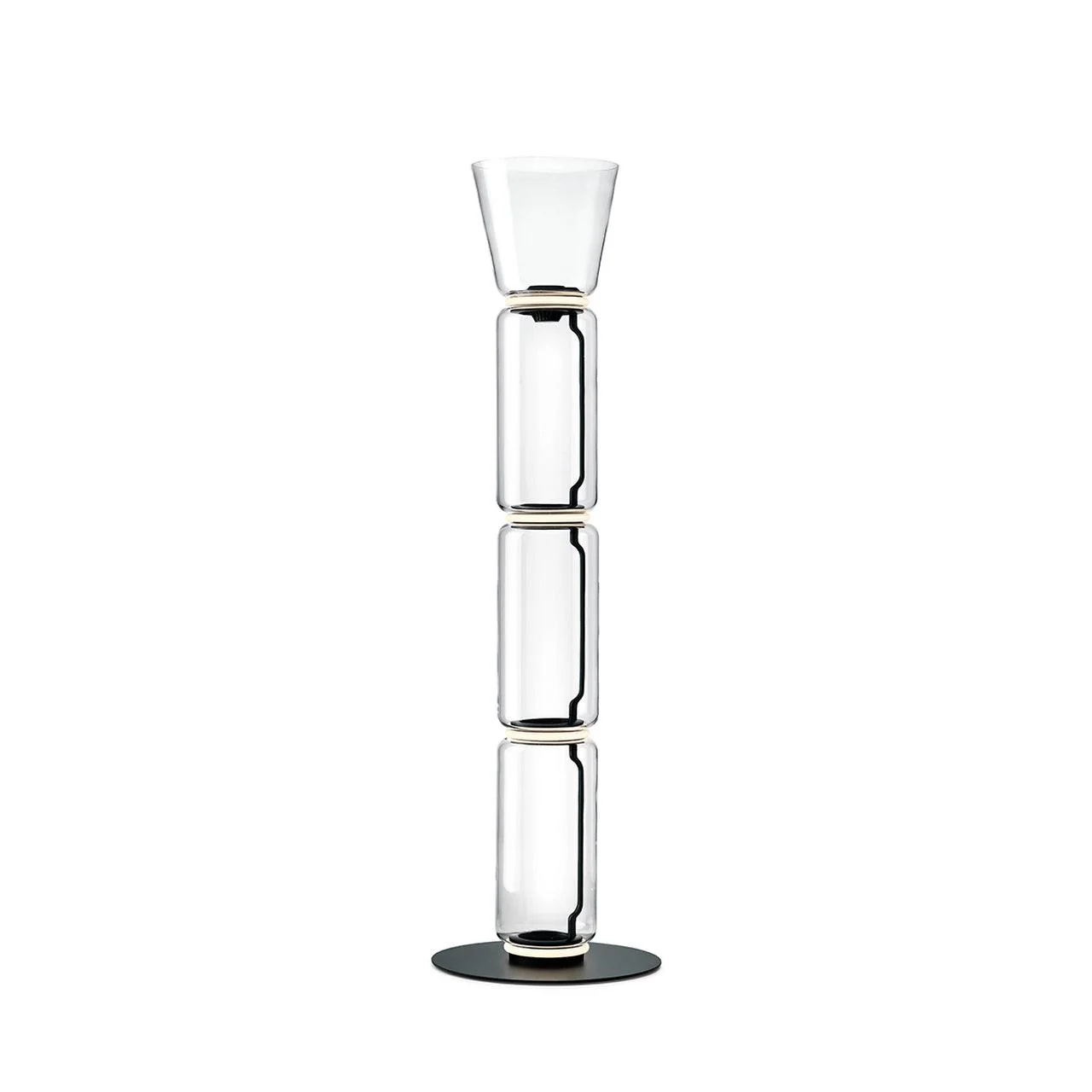 Торшер Bamboo Glass - ∅28см x 57см, стекло, черный, теплый свет