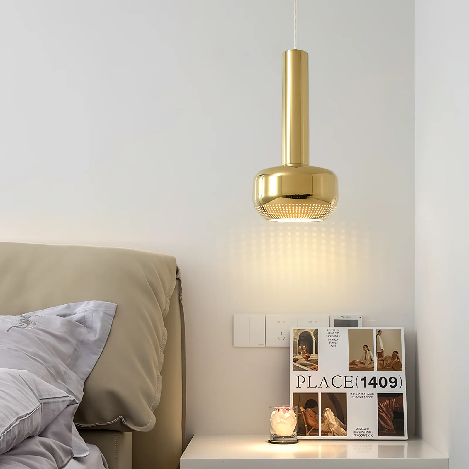 Подвесной светильник Honeycomb - ∅18см x 36см, золотой