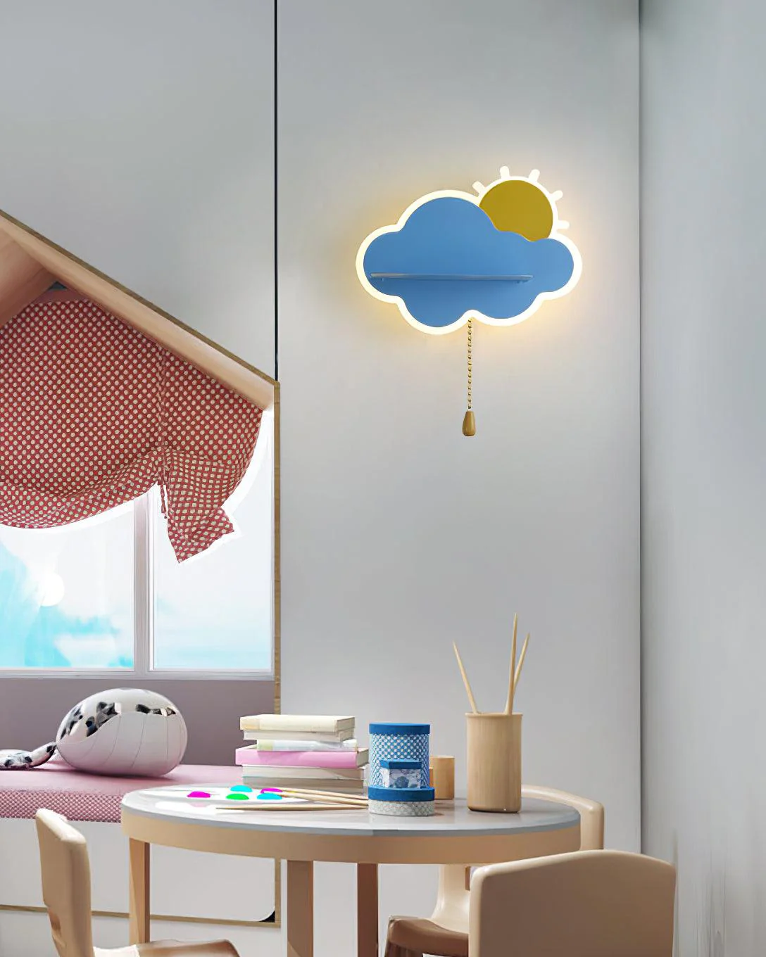 Child Cloud Wall Lamp - ∅ 10.4″ x H 5.9″ Set of 2 / Blue / Warm Light
