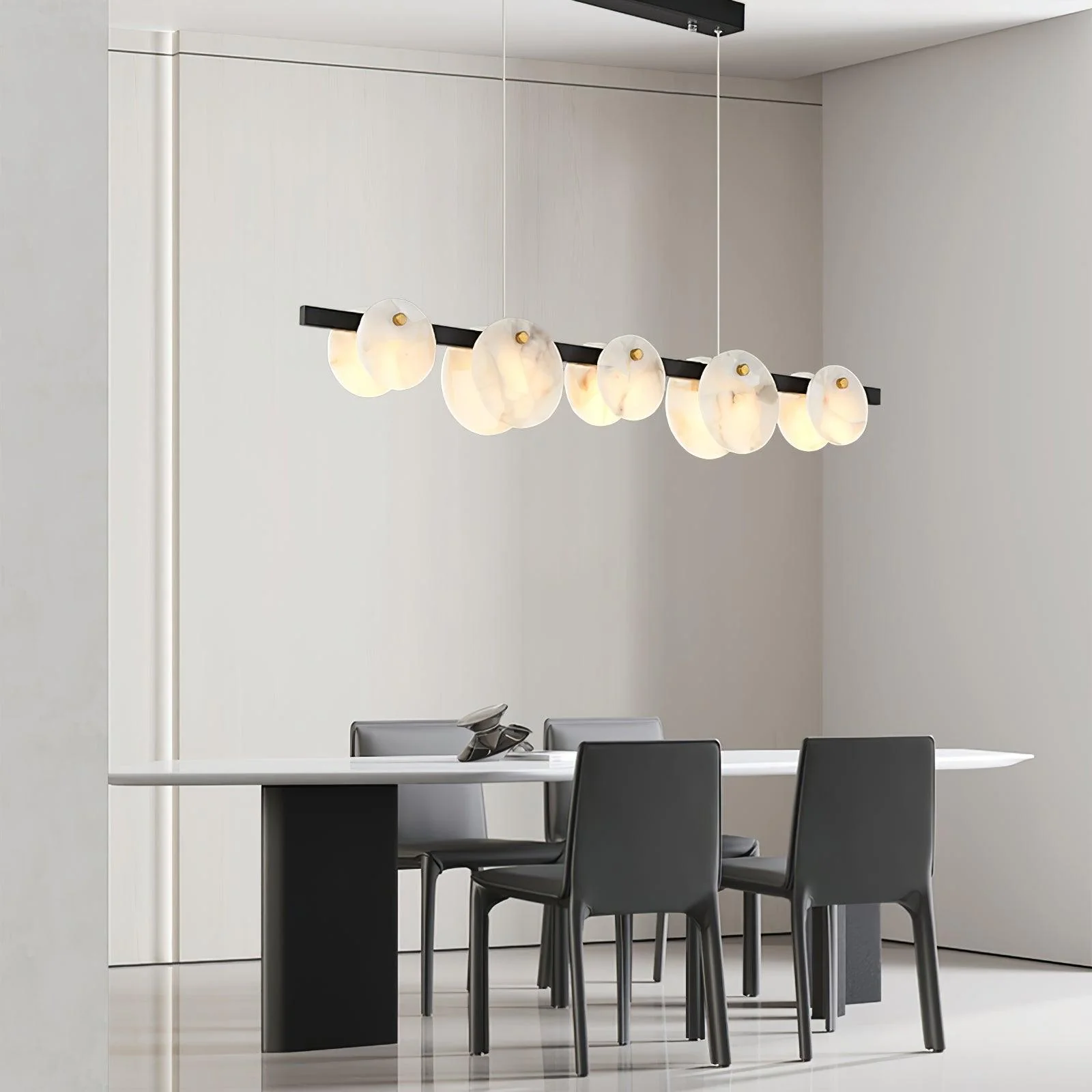 Люстра Trinidad Dining Room - 6 плафонов120см x 15см, латунь, белый, теплый свет