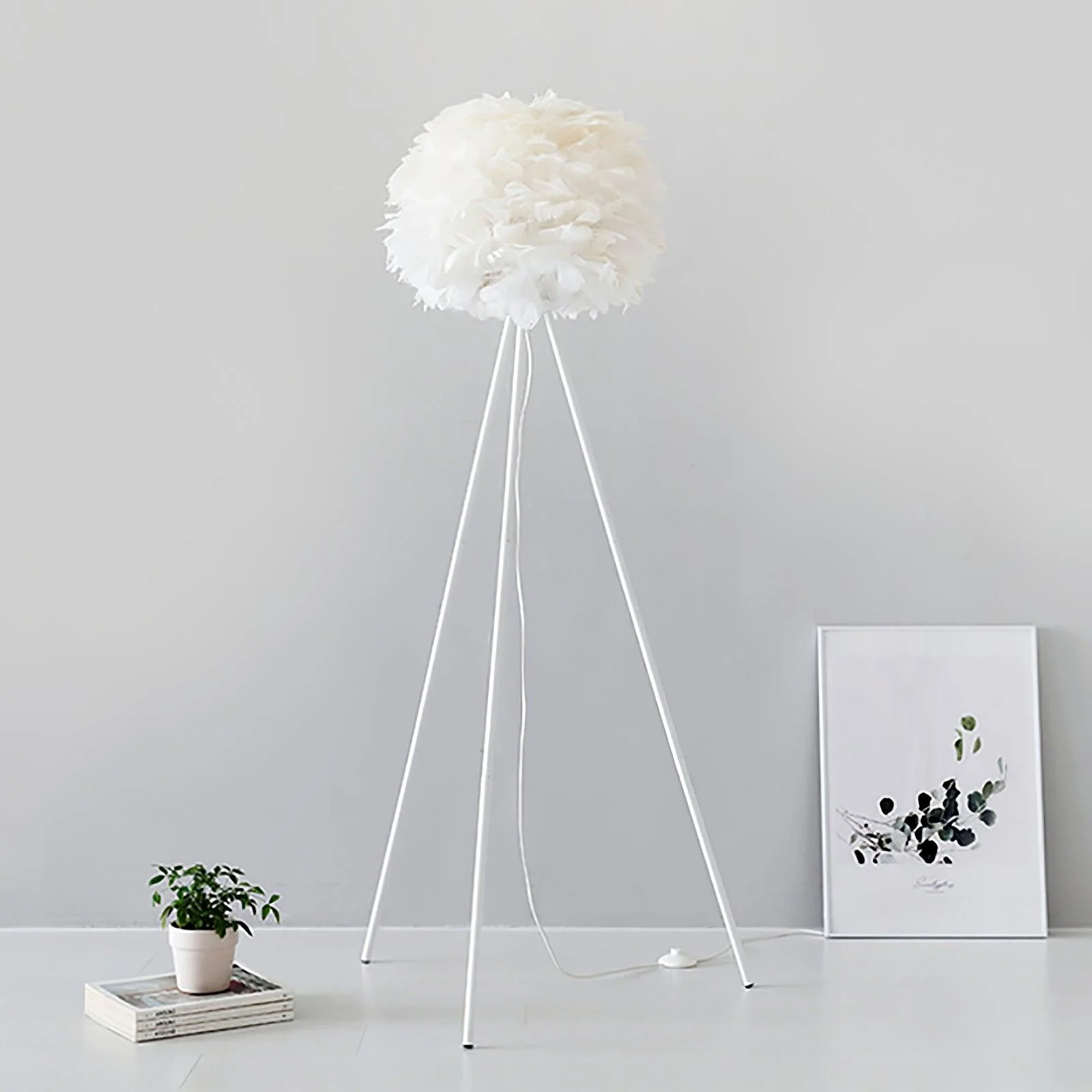 Торшер Eos Feather - ∅50см x 150см, белый, белый