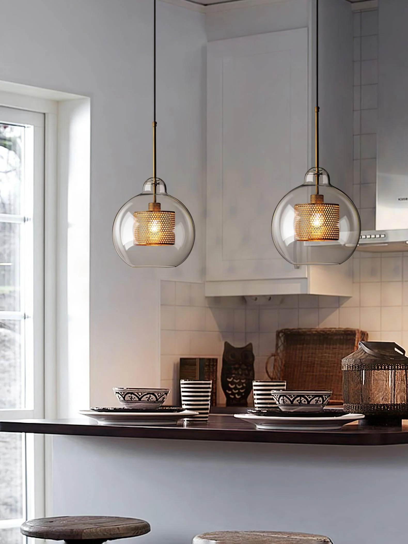 Подвесной светильник Chiswick Glass - 3 подвеса ∅40см x 150см, серебряный, прозрачный