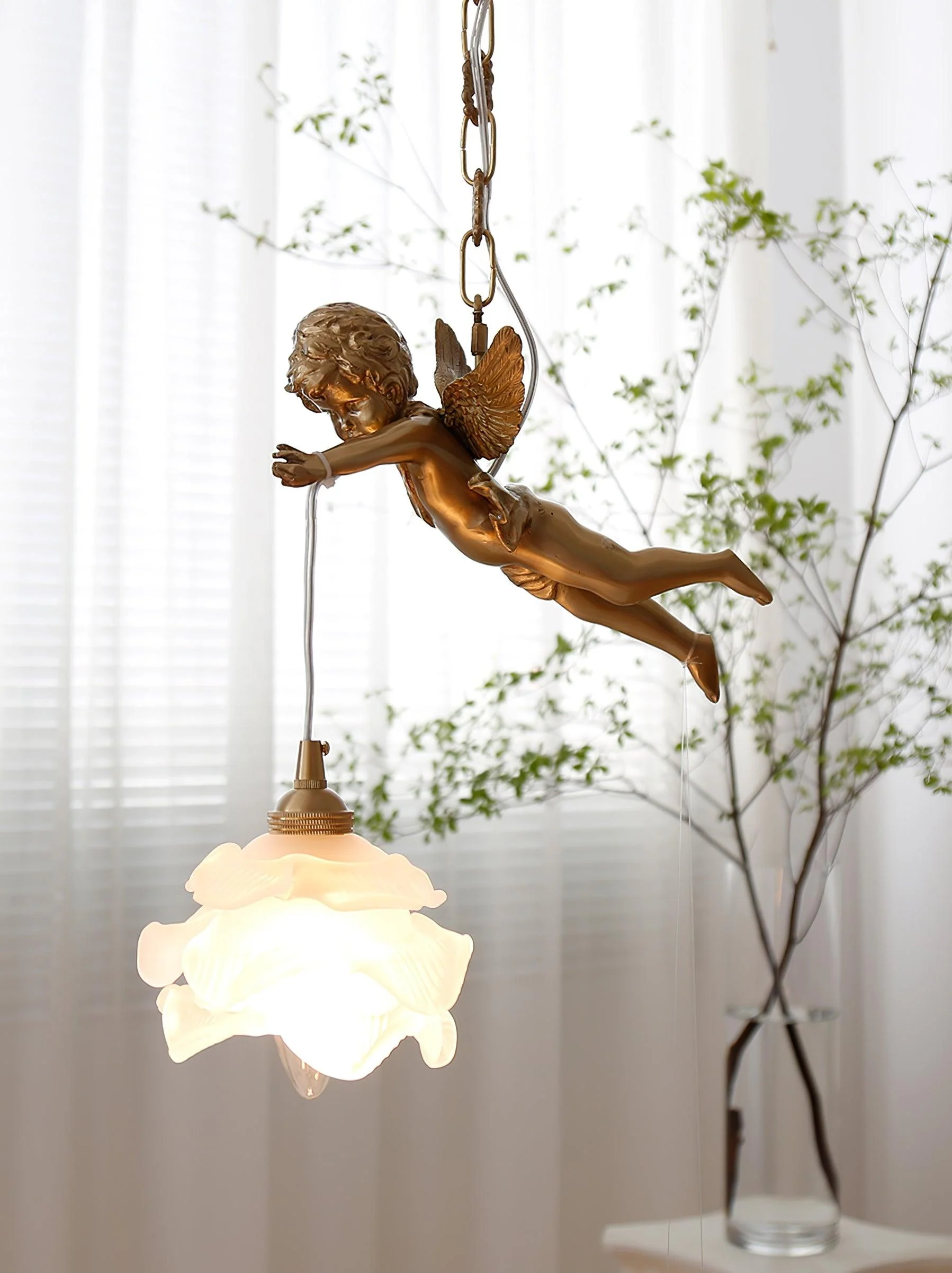 Подвесной светильник Vintage Angel - правый ∅16см х 34см, латунь