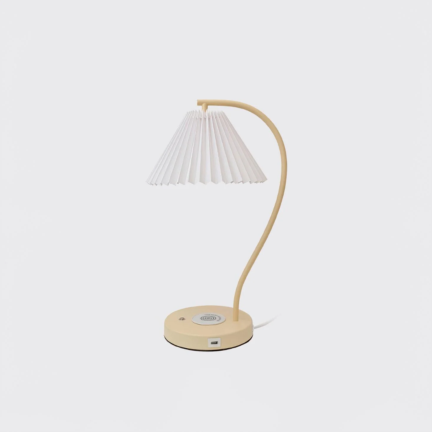 Crescini Pleated Table Lamp - ∅ 11.4″ x H 18.5″/ Dia 29cm x H 47cm / Cream & Light Yellow / US plug