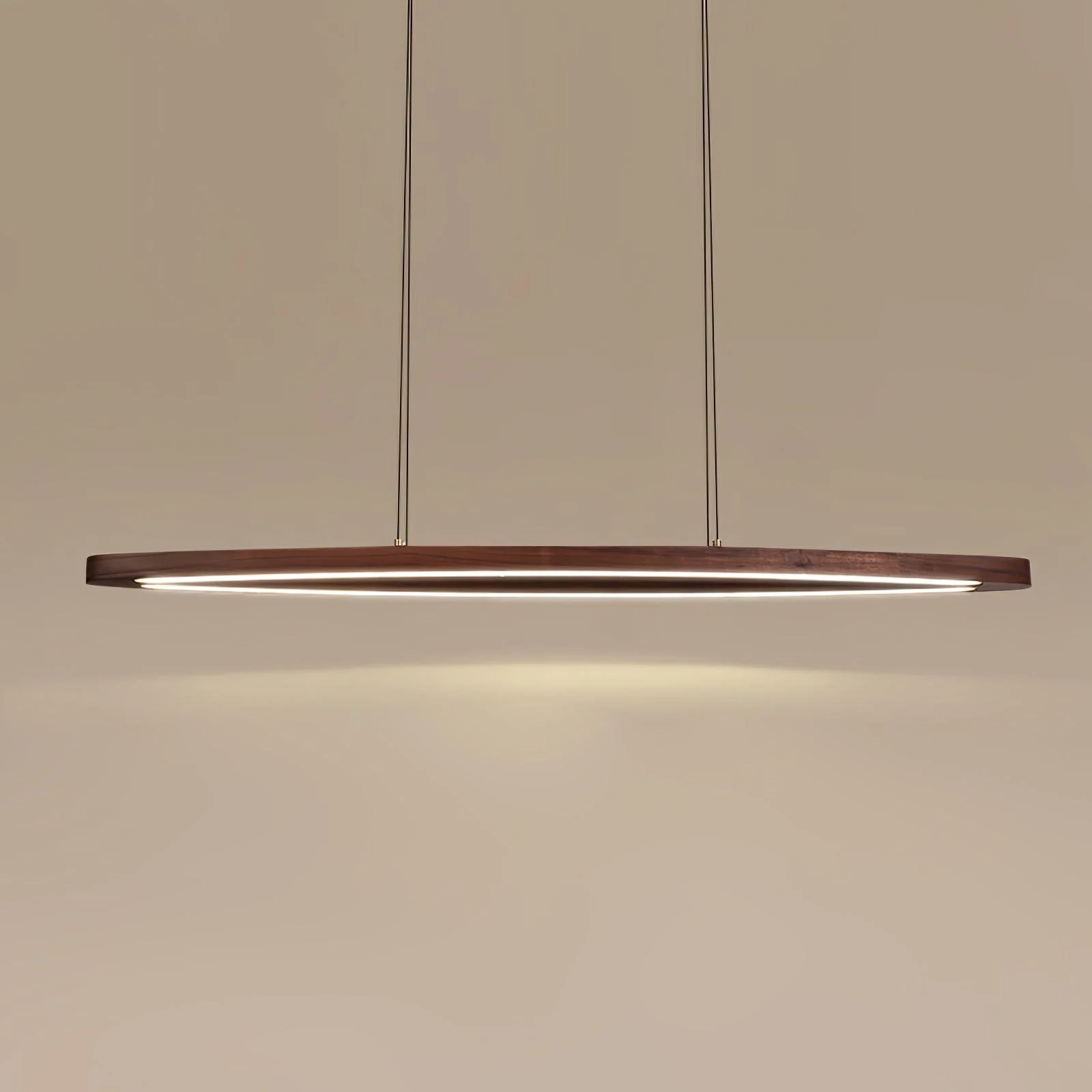 Подвесной светильник Walnut Arc Linear - 90см x 15см x 150см, орех, теплый свет