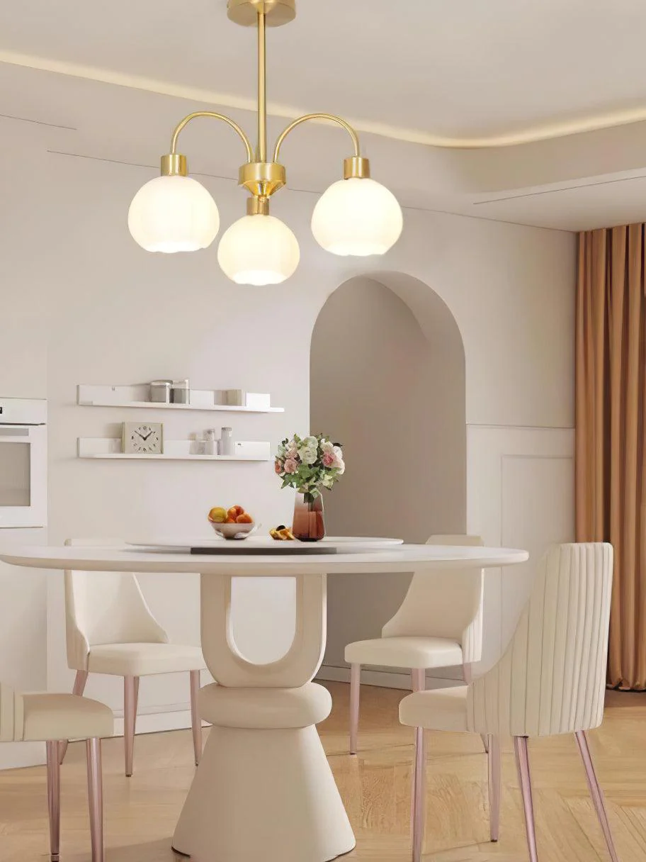 Люстра Glass Pumpkin Gold - 5 плафонов ∅60см x 38см, золотой, белый