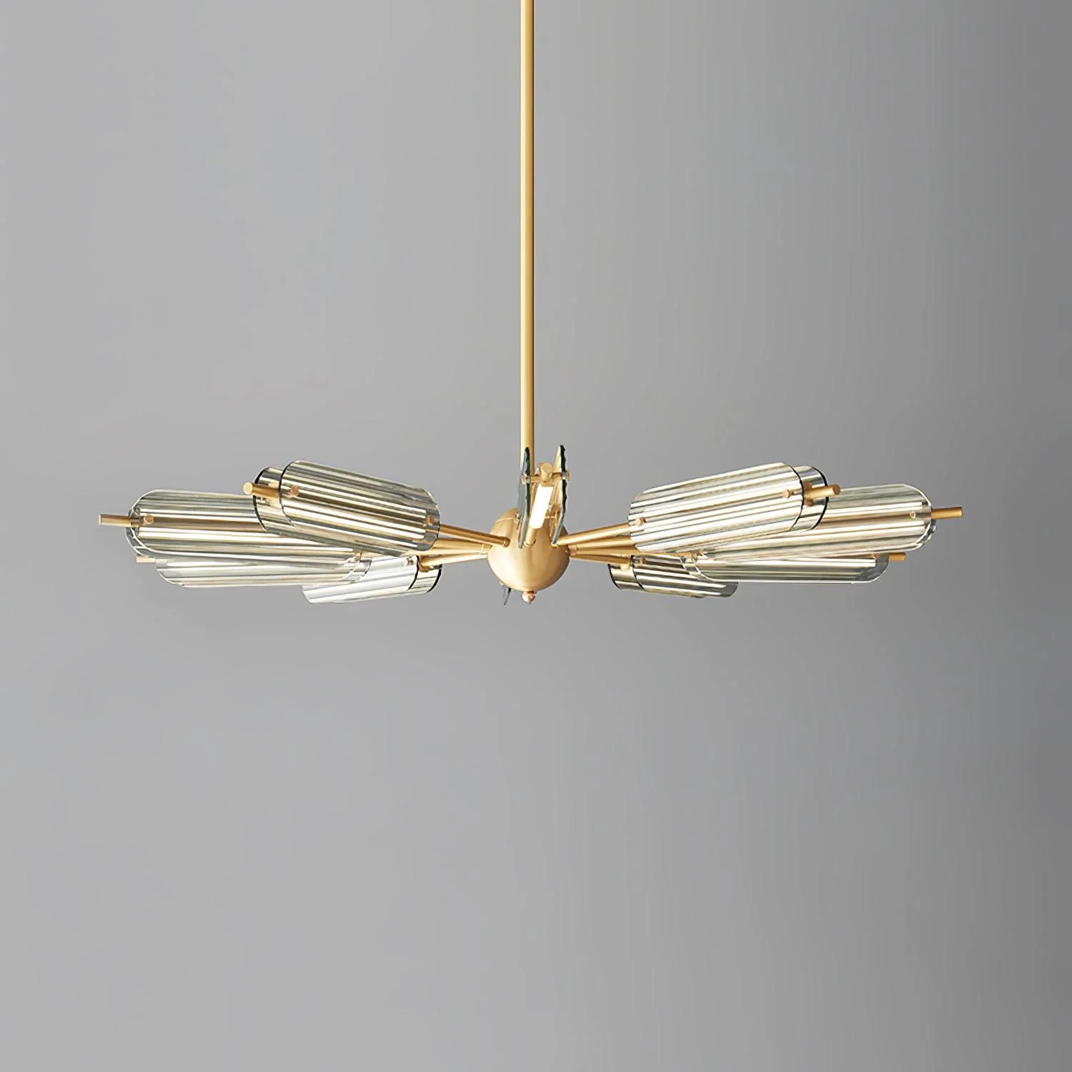 Люстра Sputnik Brass - модель B, 10 плафонов ∅100см x 20см, черный, дымчато-серый, холодный свет