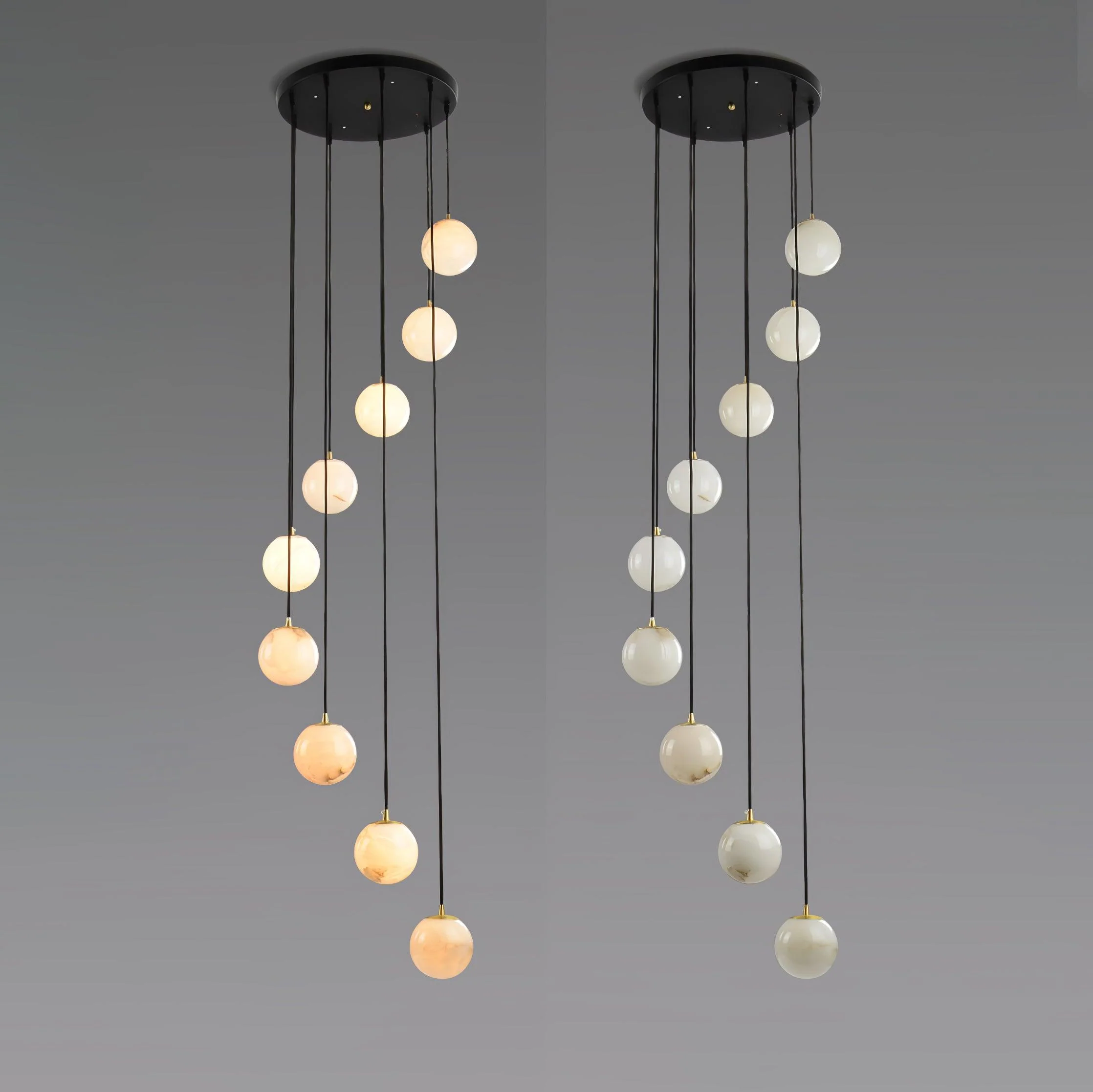 Люстра Alabaster Balls Cluster - 9 подвесов 40см x 40см x 200см, черный, белый