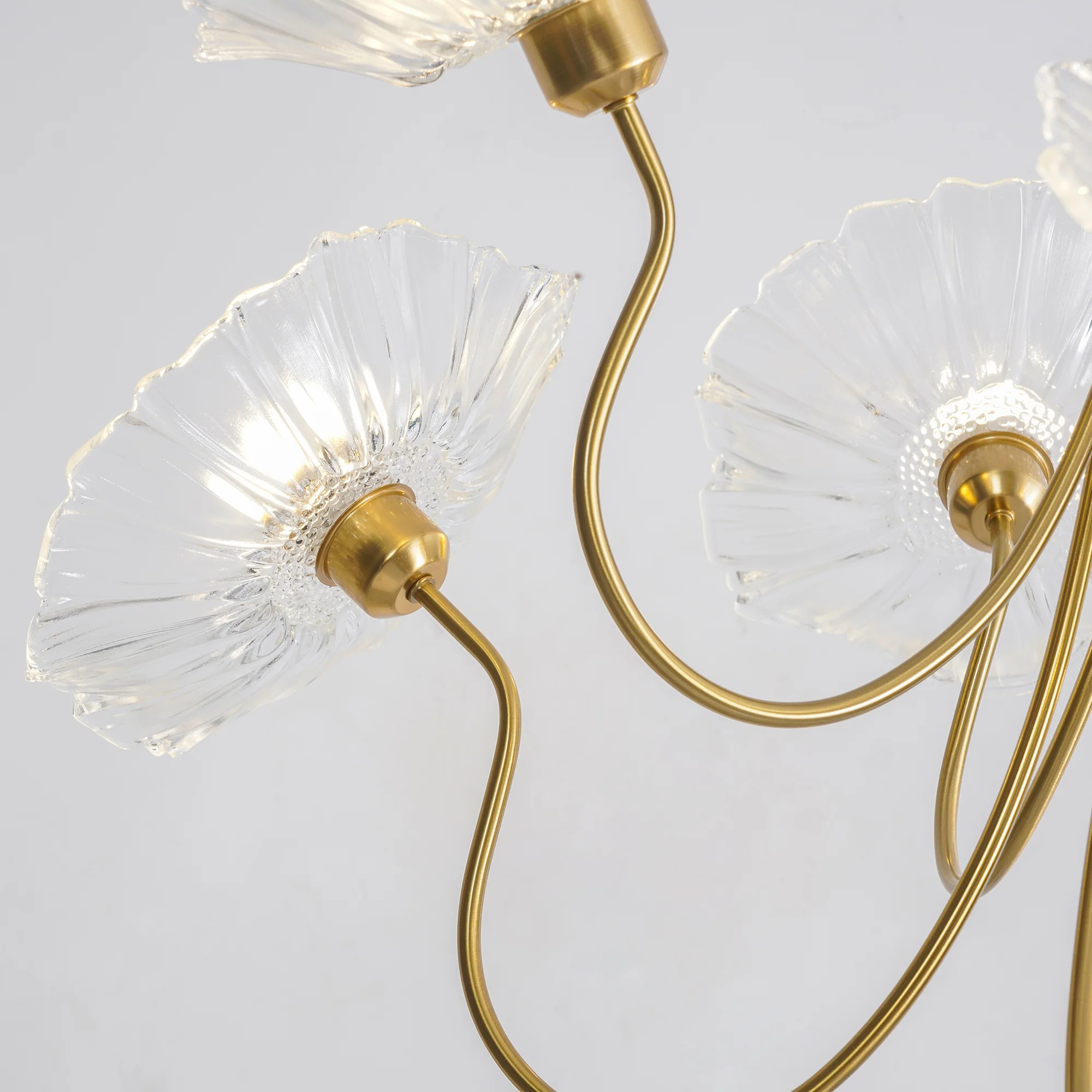 Люстра Lotus Leaf Glass - 6 плафонов ∅90см x 55см, золотой, прозрачный