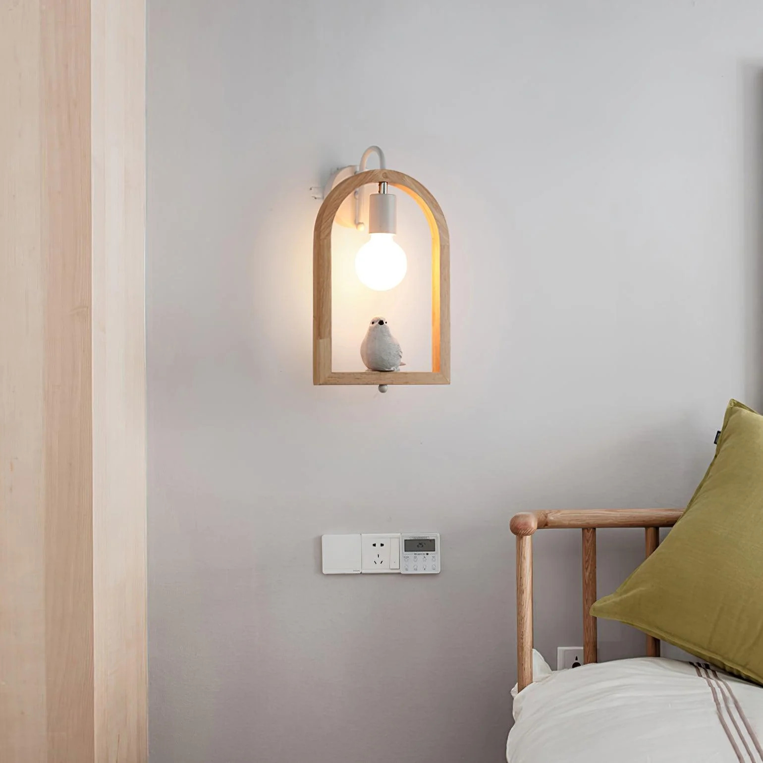Wood Bird Resin Wall Light - Model B Set of 2 / Wooden