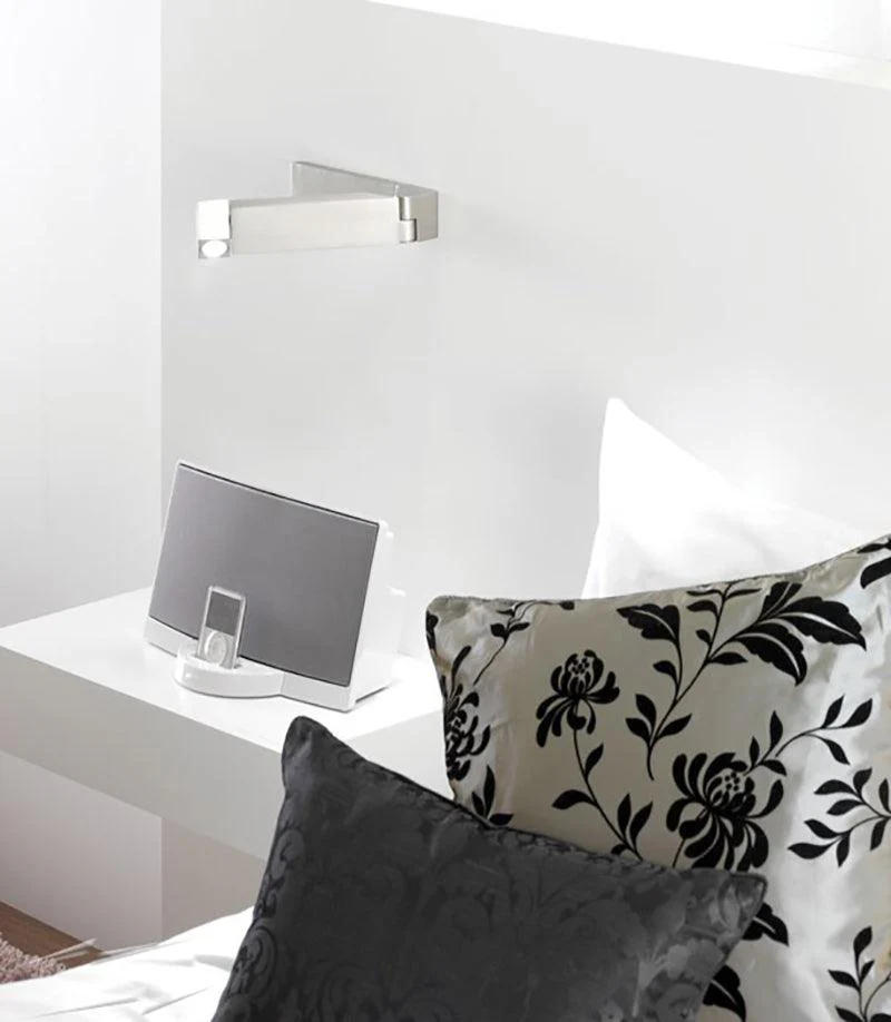 LED Bedside Bedroom Wall Light - Set of 2 / Dark Wood Grain / Warm Light