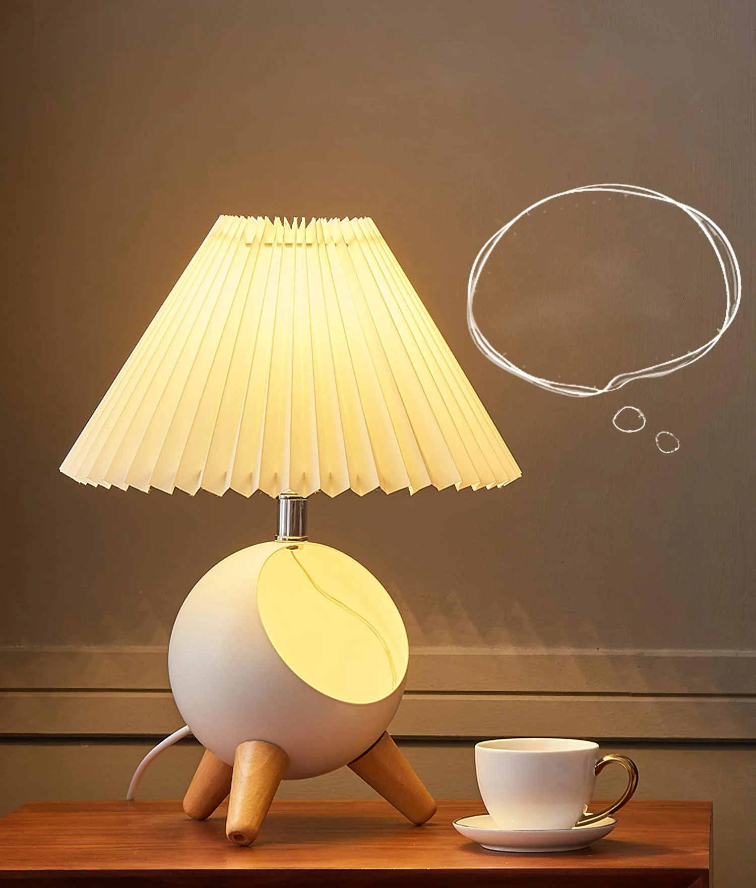 Настольный светильник Wood Small - ∅26см x 39см, белый