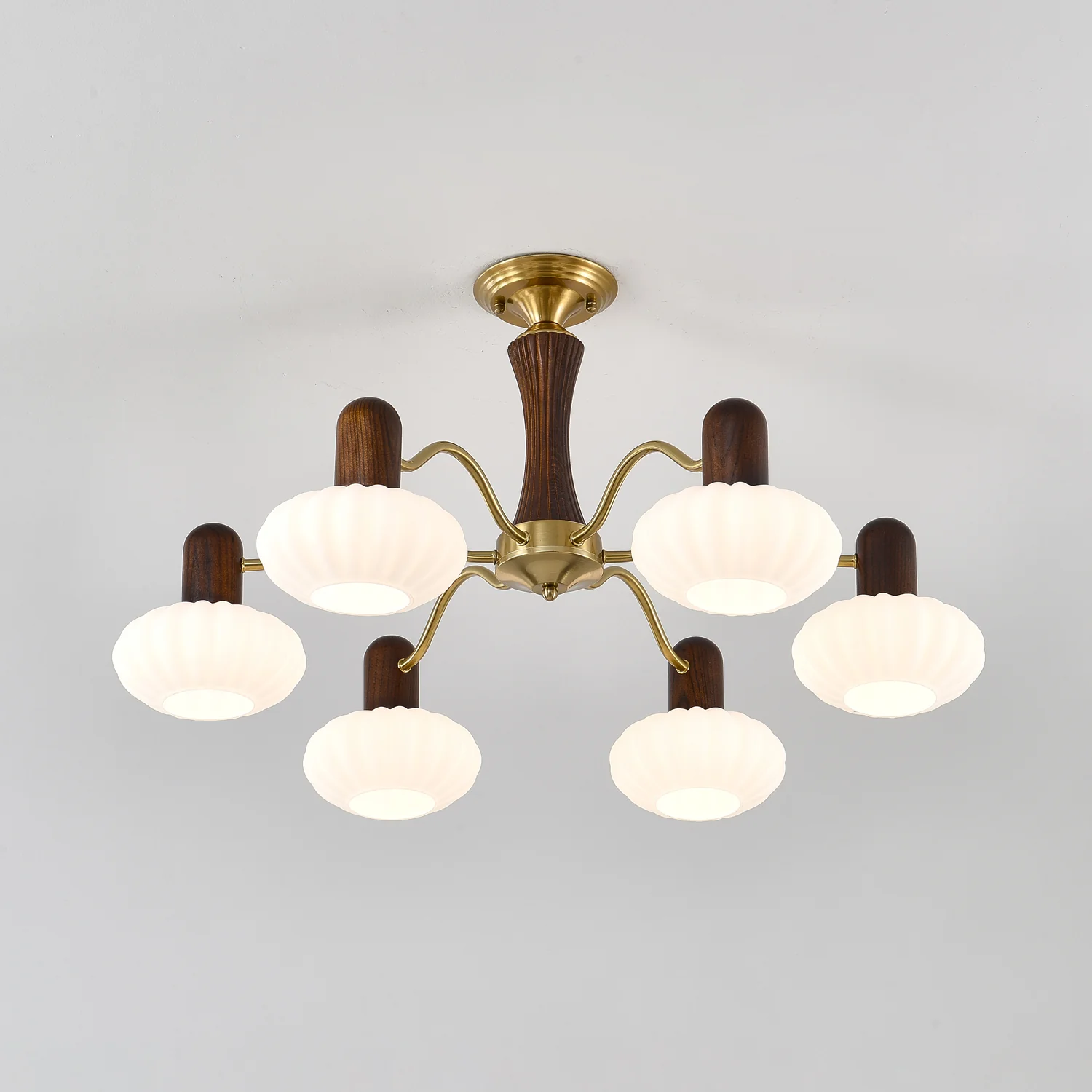 Люстра Walnut Color Embrace - 3 плафона ∅72см x 40см, орех, золотой