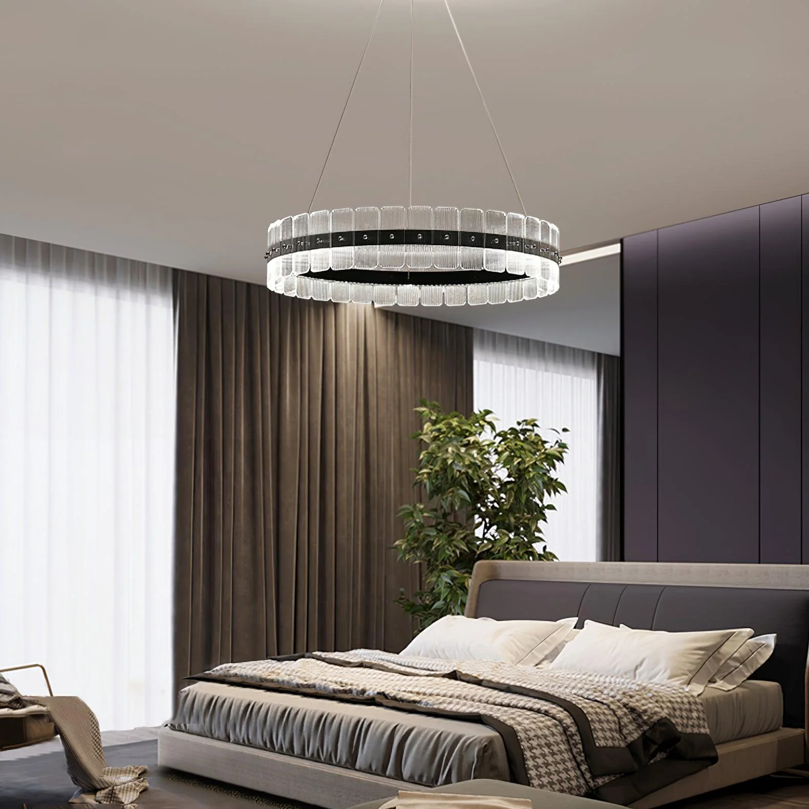 Люстра Saturno LED - ∅60см x 12см, черный, матовый, холодный свет