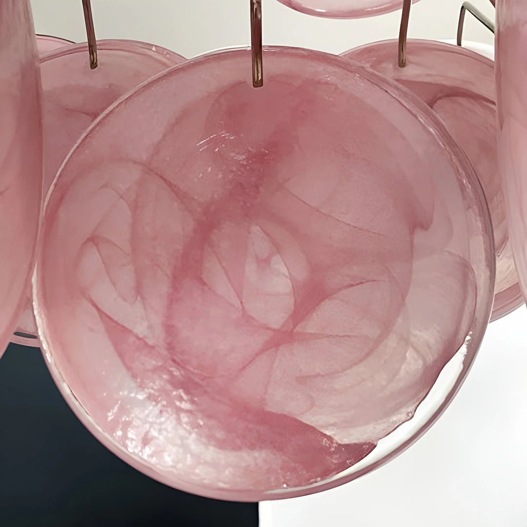 Люстра Murano Pink Disks - ∅50см x 50см, розовый, хром
