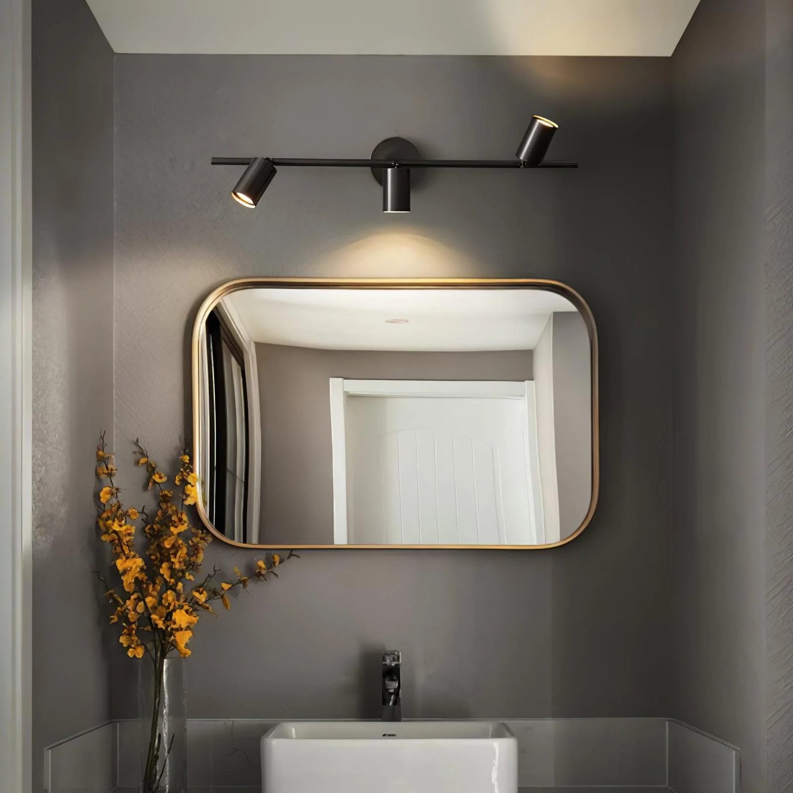 Rotatable Spotlight Wall Light - 2 heads Set of 2 / Black brushed gold