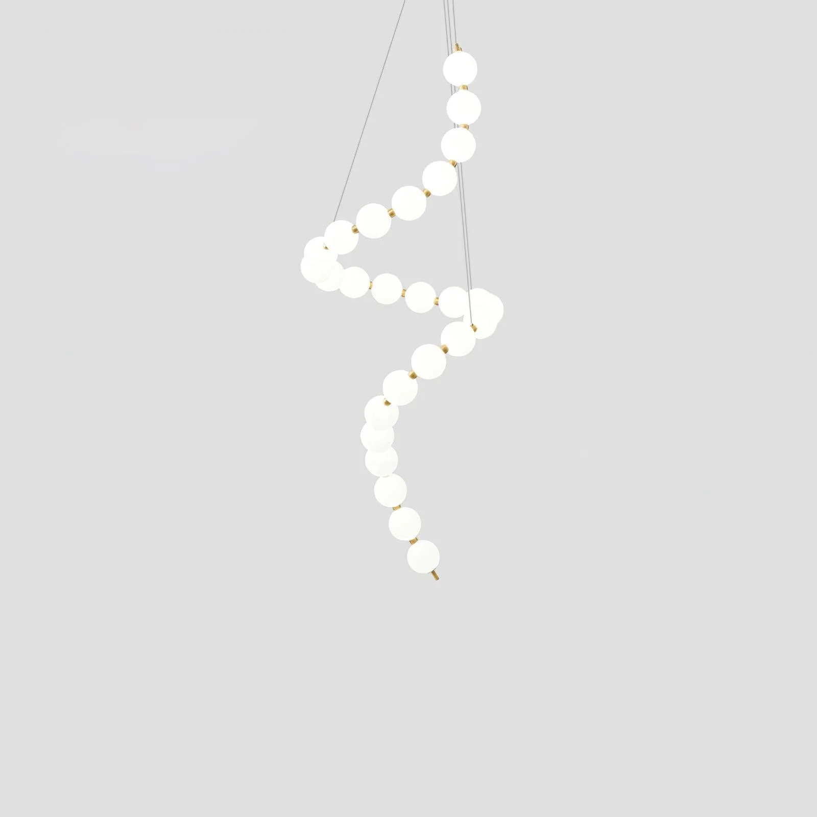 Люстра Glass Pearl Necklace - ∅56см x 90см, латунь, белый, холодный свет