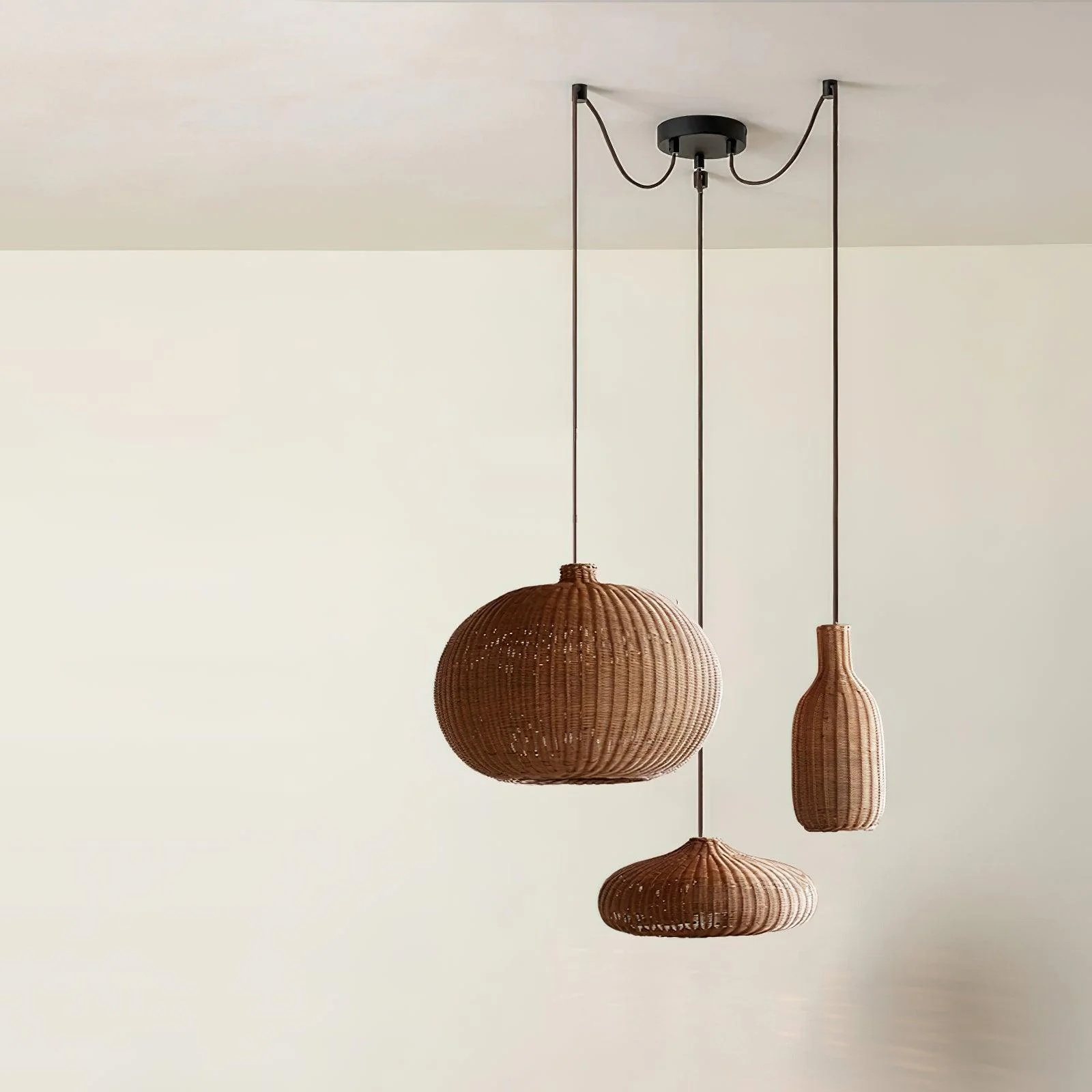 Подвесной светильник Vintage Rattan - ∅48см x 20см, коричневый