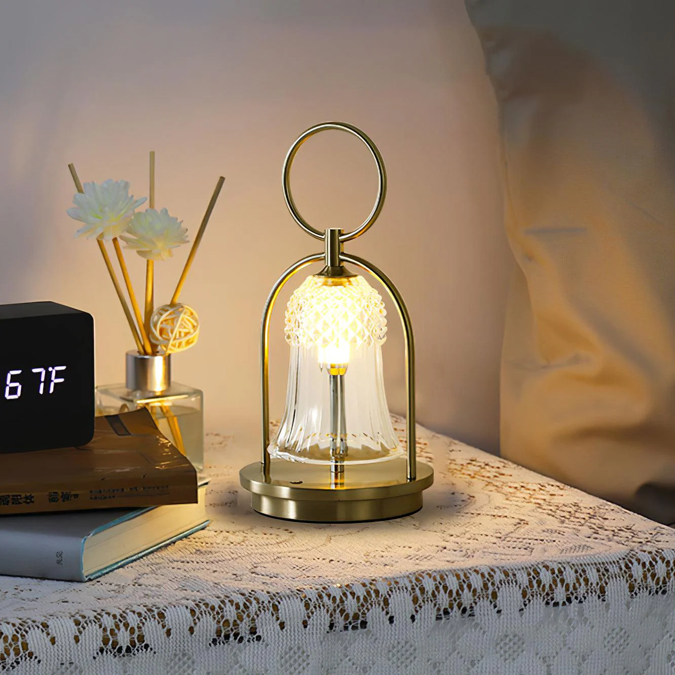 Настольный светильник Wind Chime Portable Battery - ∅16см х 32см, синий, сенсорный