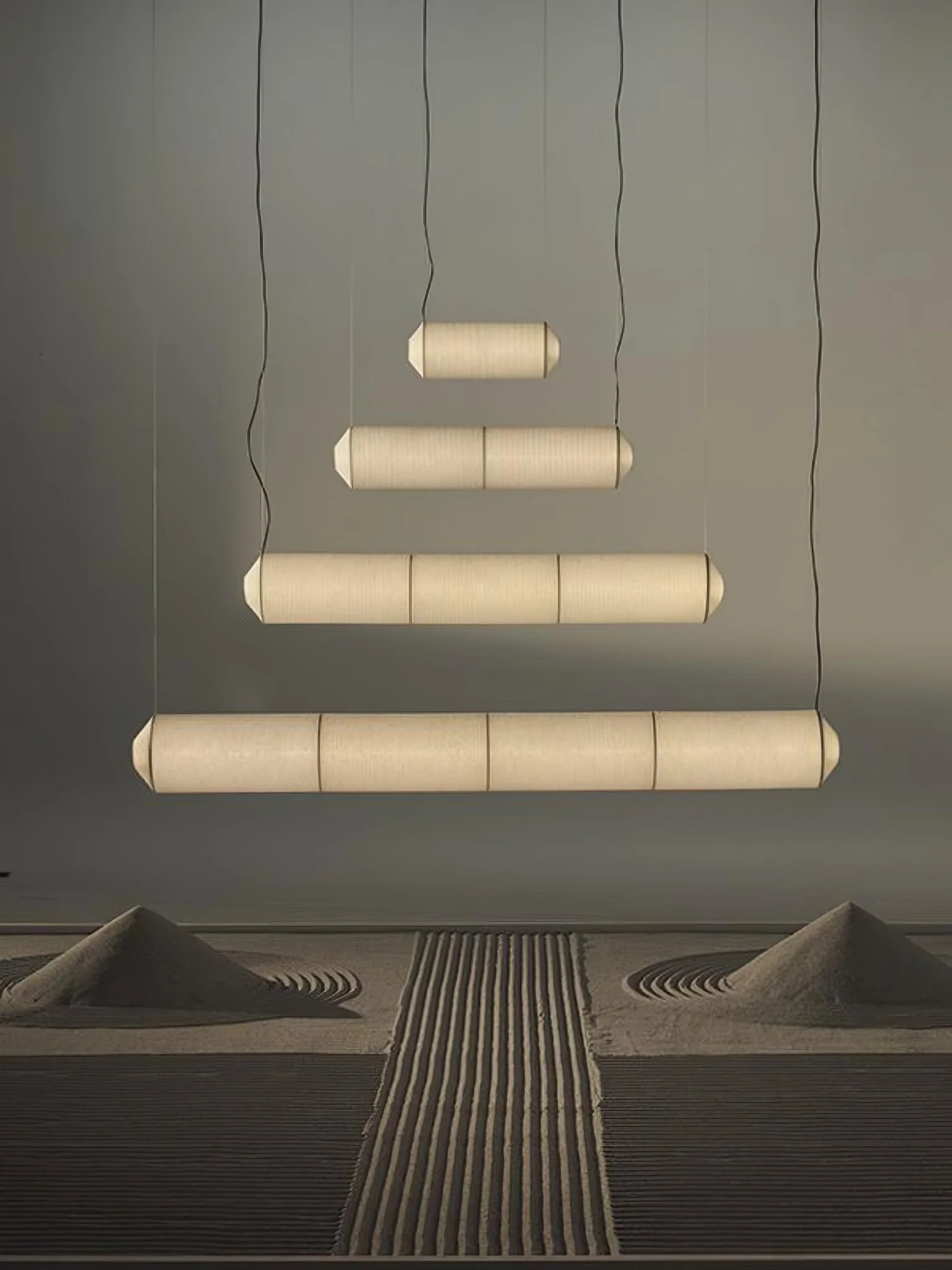 Подвесной светильник Tekio Washi Paper - 67см х 25см, белый, теплый свет