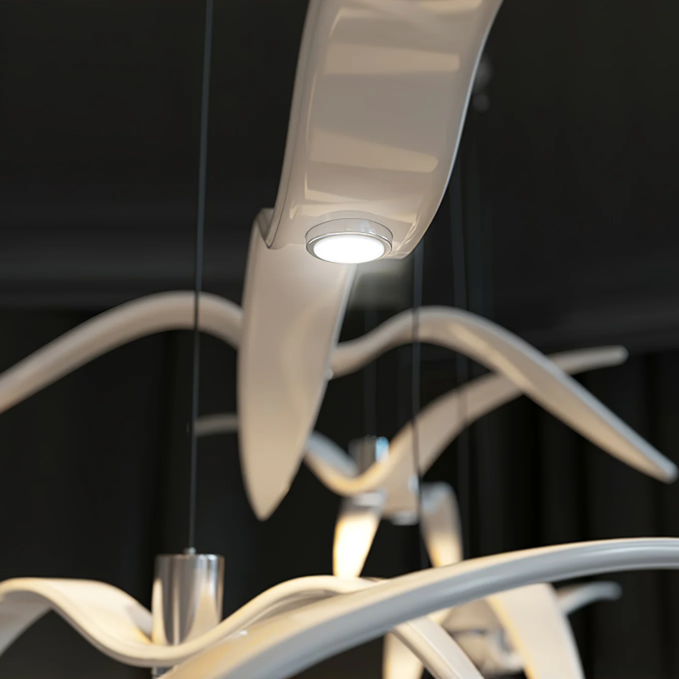 Подвесной светильник Aviara LED - ∅38см x 8см, черный, смола, нейтральный свет