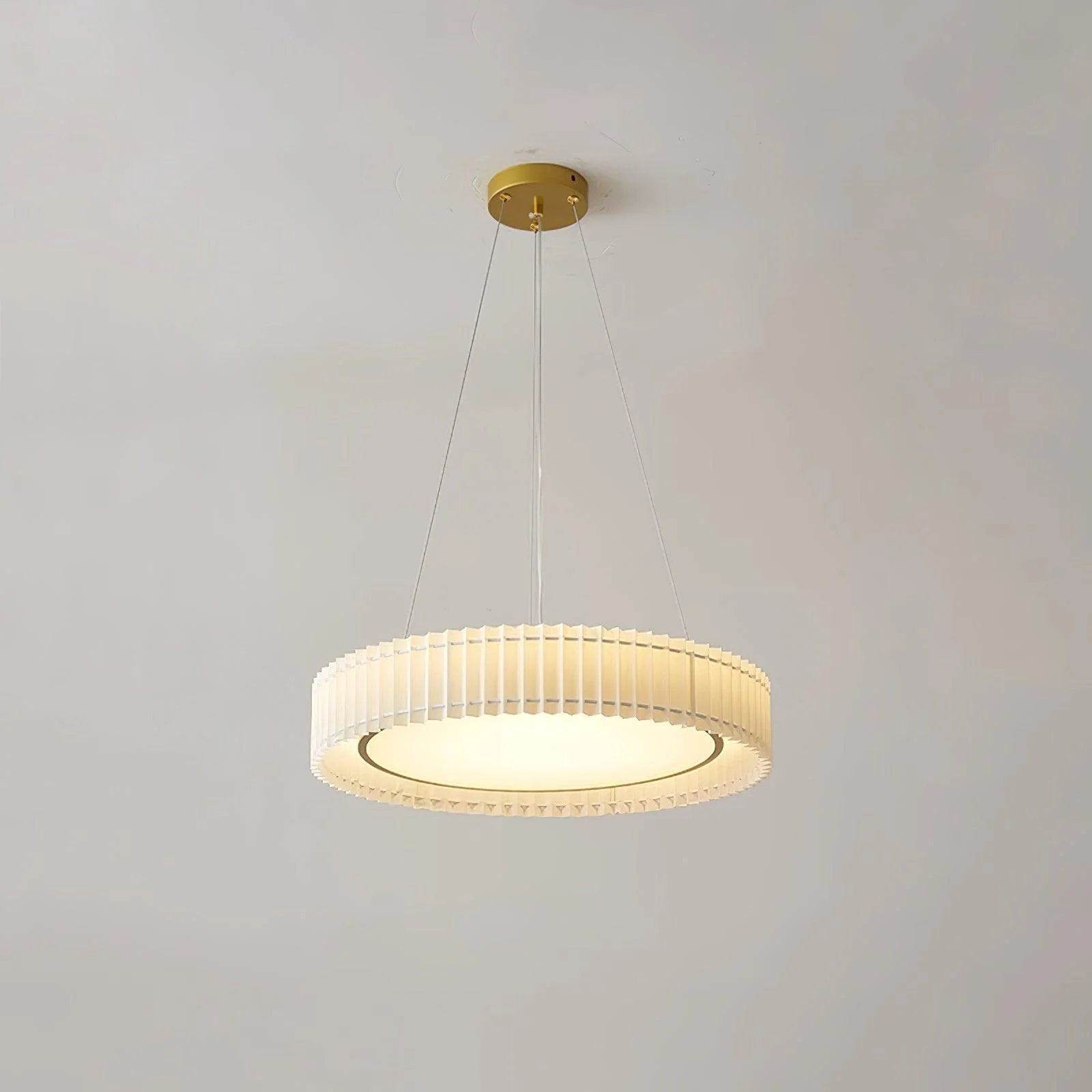 Подвесной светильник Round Pleated - ∅60см x 20см, золотой, бежевый, теплый свет