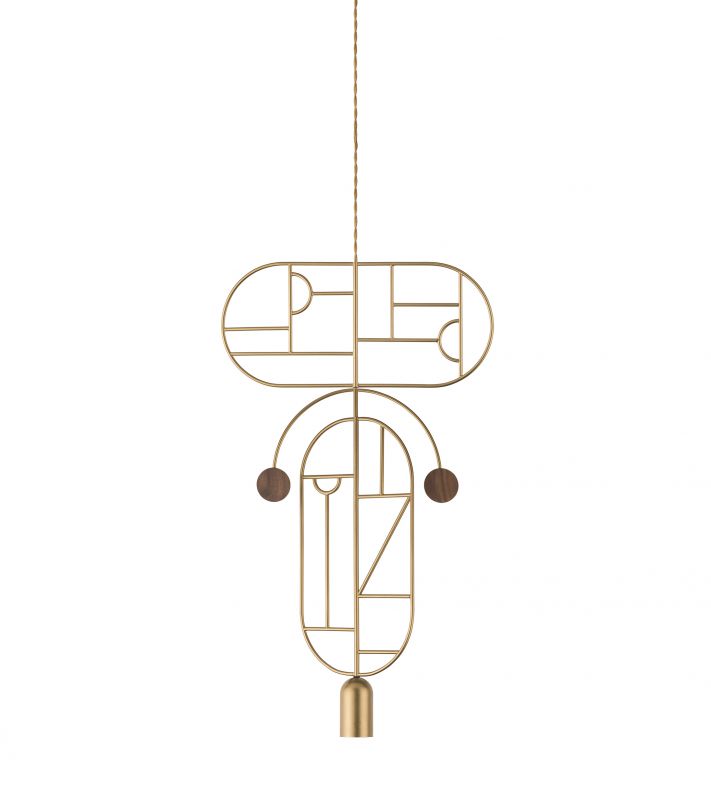 Подвесной светильник NOMON HOME WOODEN DOTS, CONF. 9, GOLD/WALNUT BD-2788626