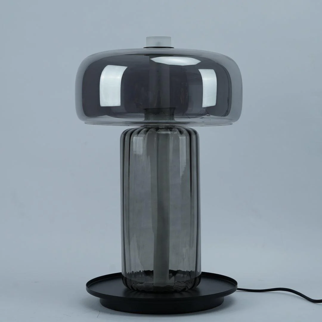 Rapanui Table Lamp - ∅ 11″ x H 13.7″ / Dia 29cm x H 35cm / Smoky gray / UK plug
