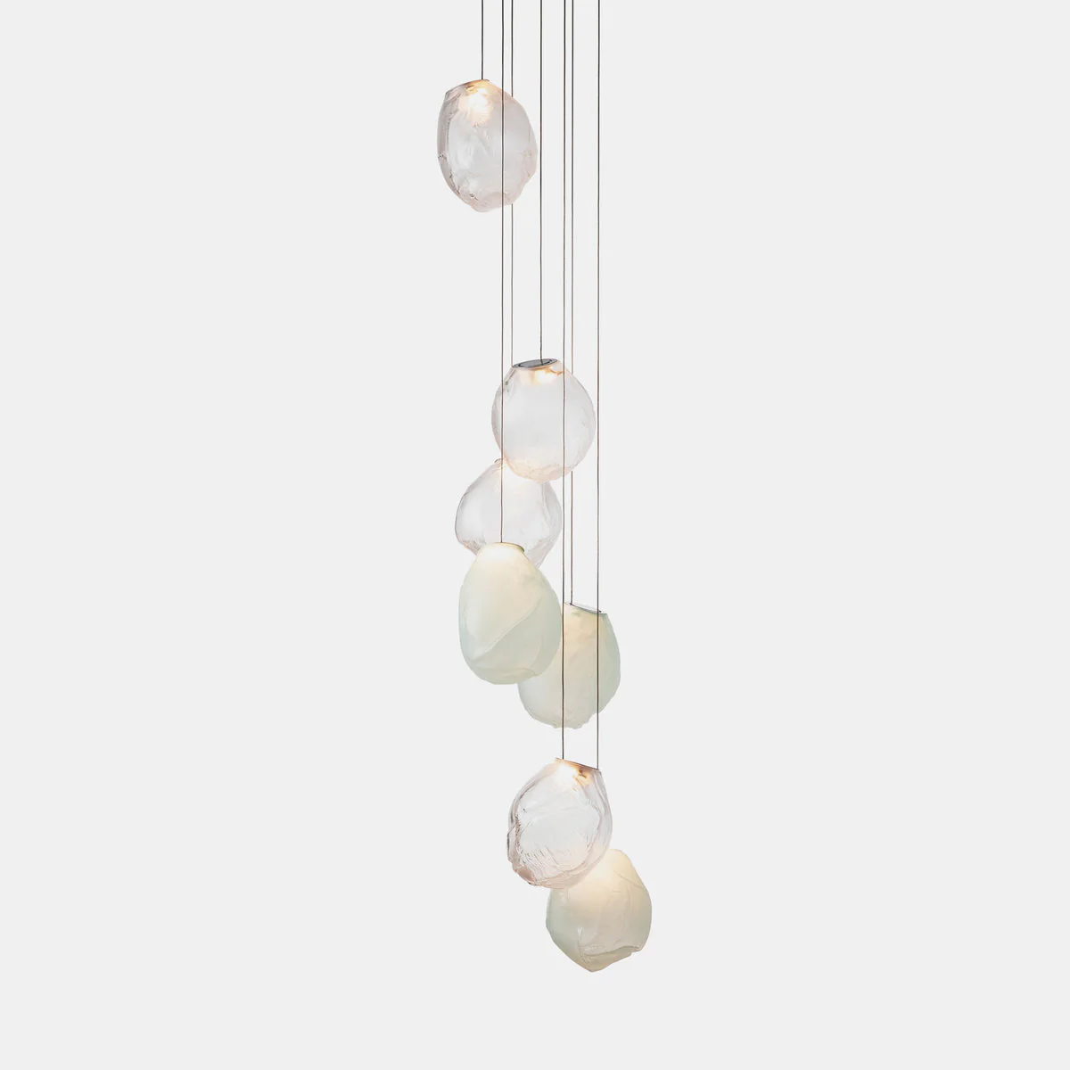 Подвесной светильник Liquid Glass Stone - 3 подвеса ∅30см x 120см, белый, теплый свет
