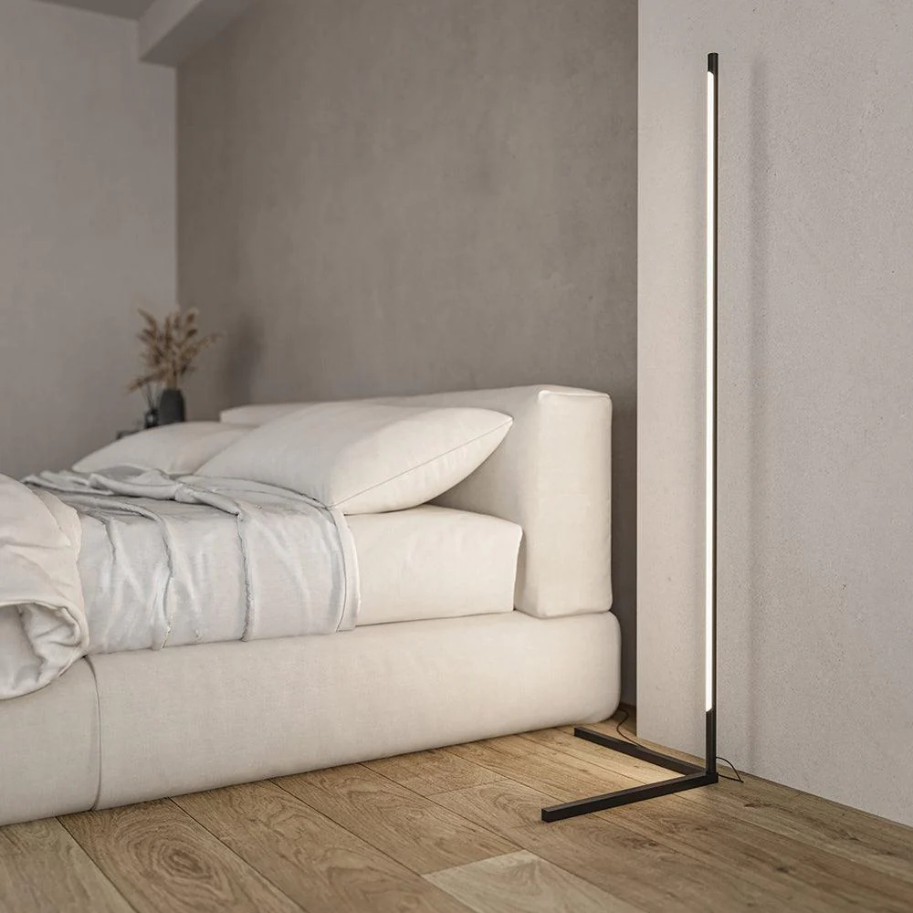 Торшер Minimalist LED - ∅40см x 140см, черный, диммер, пульт ДУ