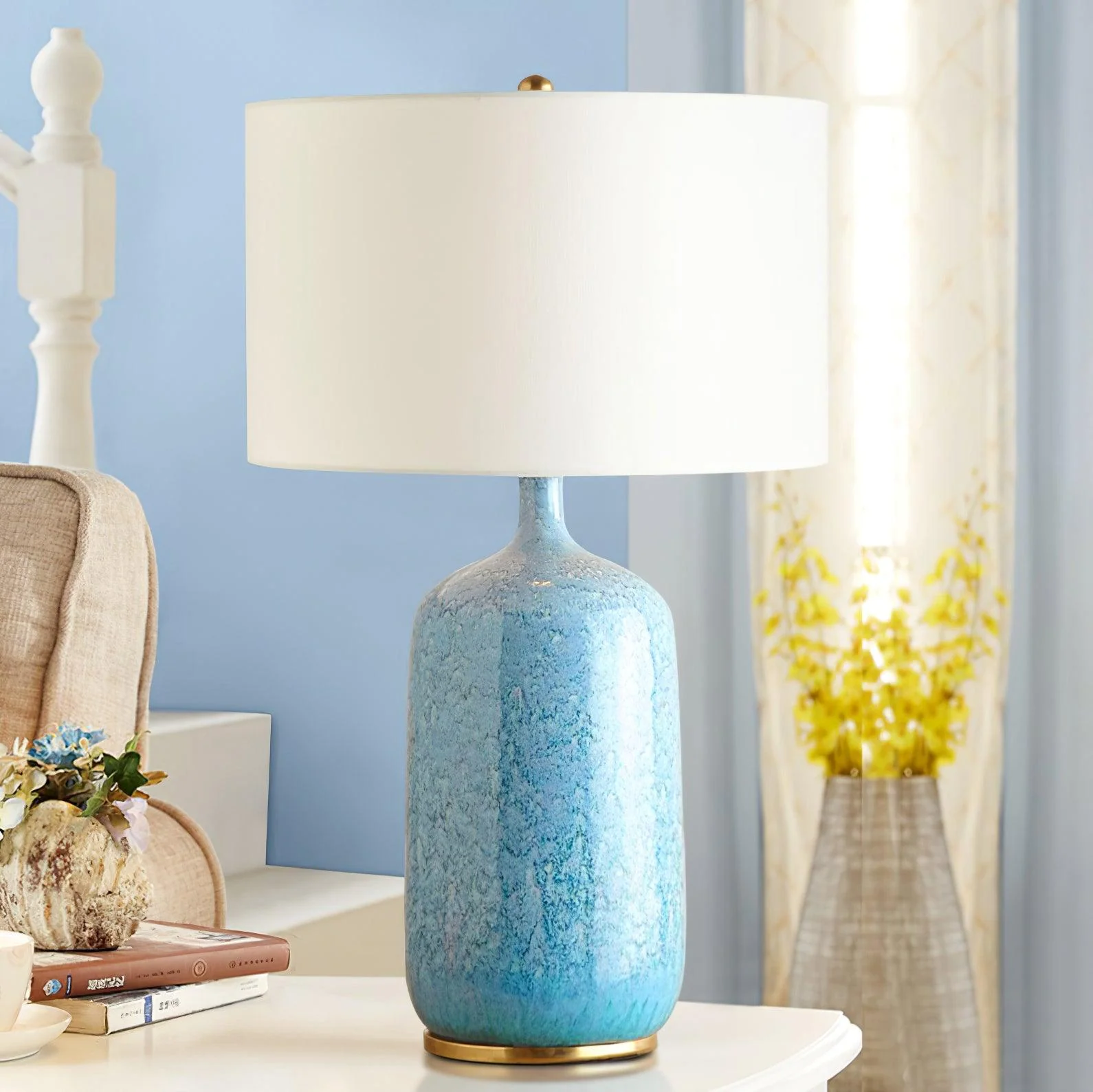 Culloden Table Lamp - ∅ 15″ x H 26.8″ / Dia 38cm x H 68cm / Blue & White / AU plug