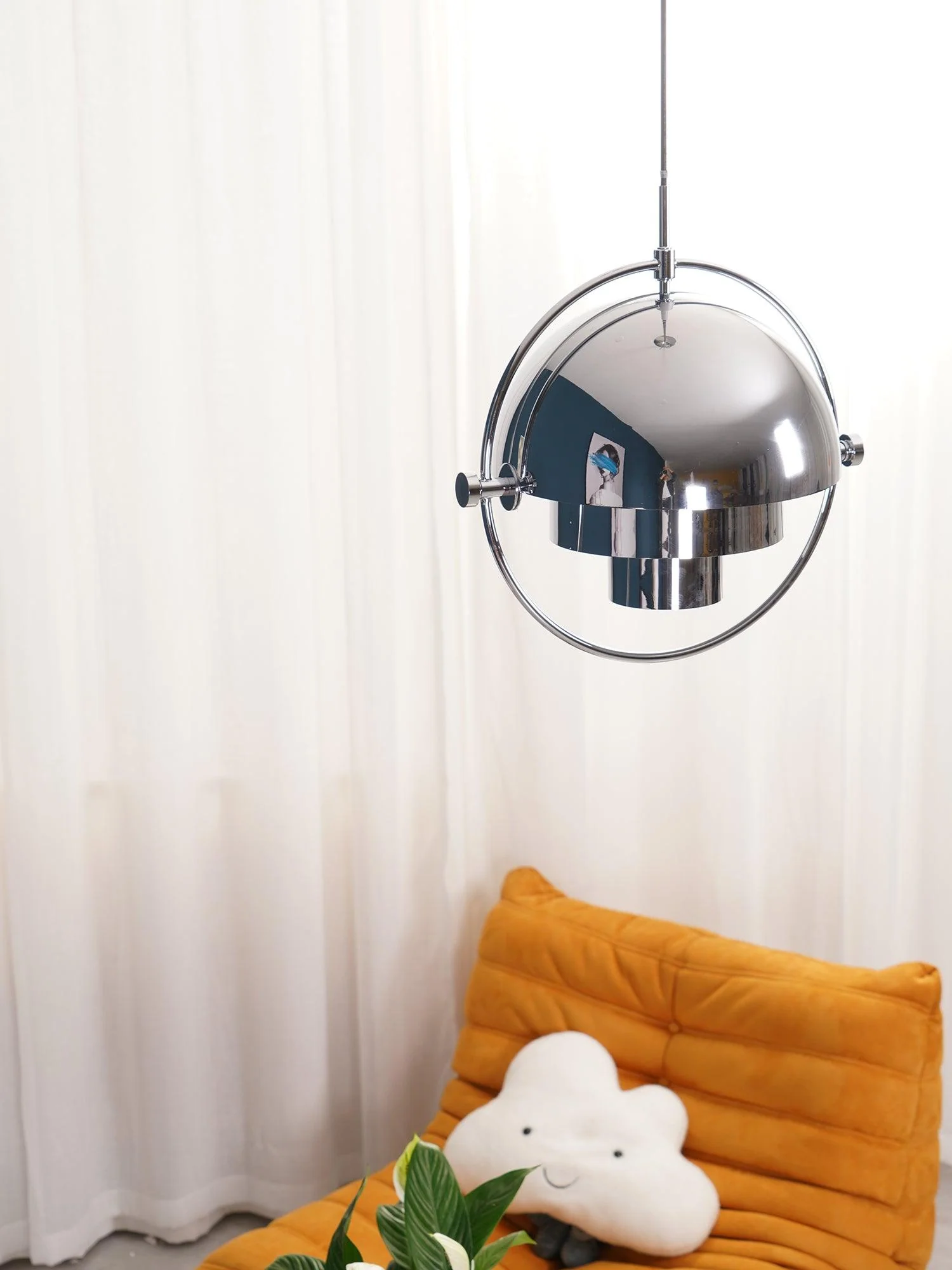 Подвесной светильник Deformed Ball - ∅38см x 38см, хром, белый